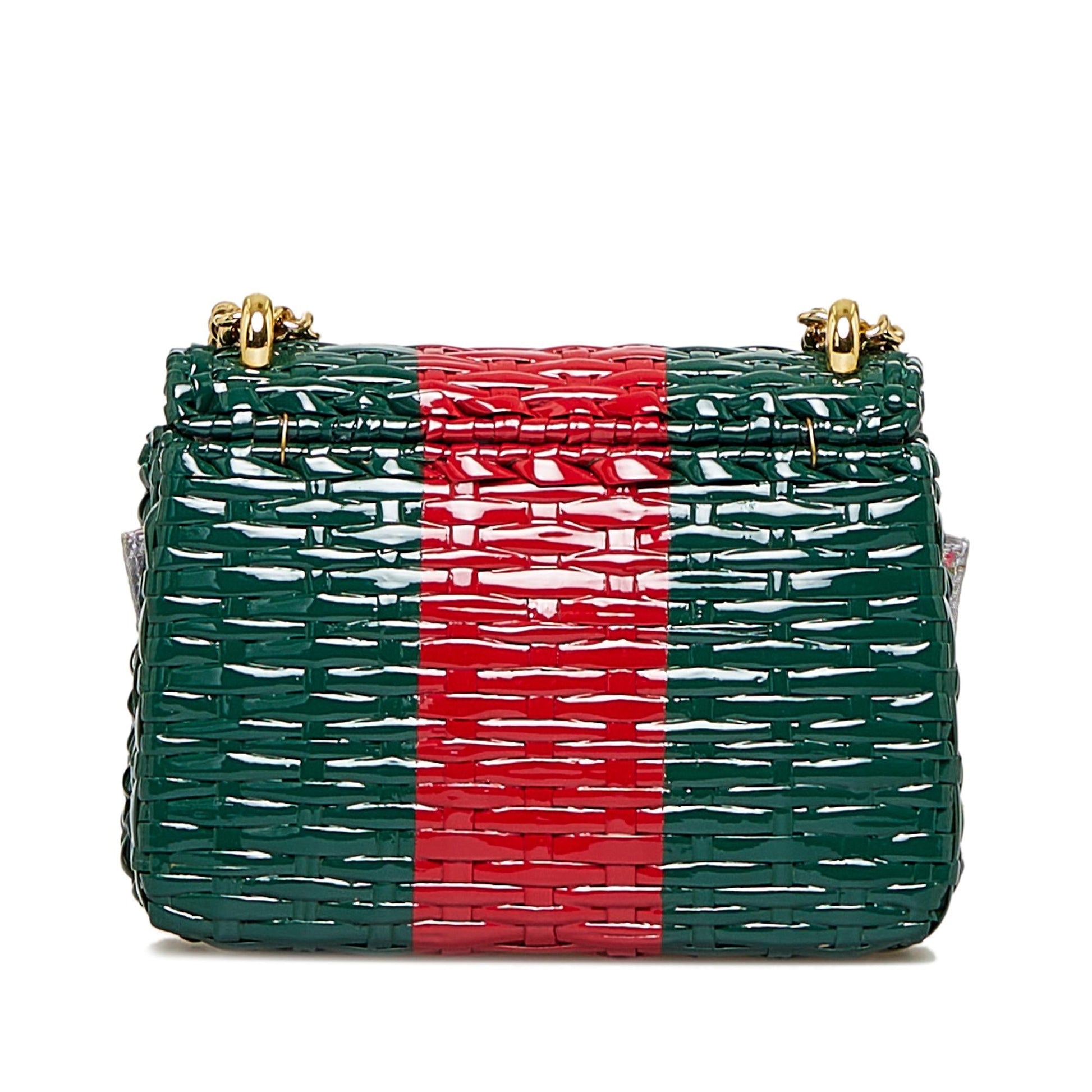 Gucci GG Marmont Wicker SHG-awNjeN Green Crossbody Bag
