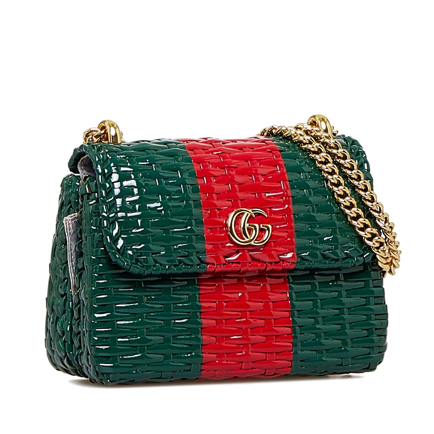 Gucci GG Marmont Wicker SHG-awNjeN Green Crossbody Bag