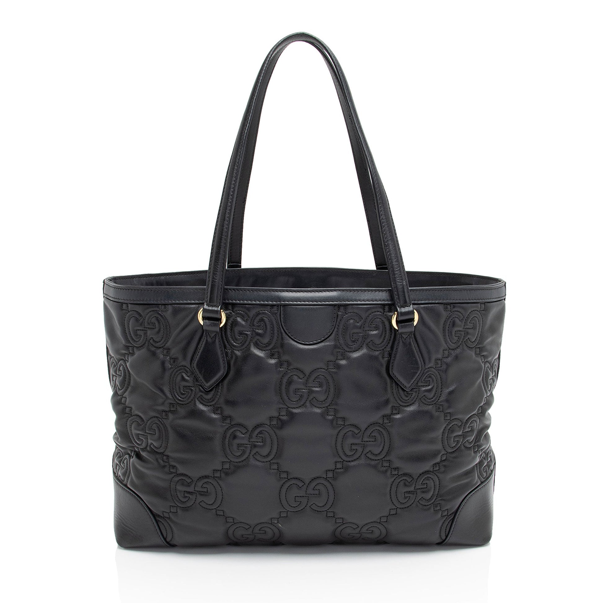Gucci Jumbo GG SHF-GyLDDY Matelasse Leather Black Medium Tote Bag