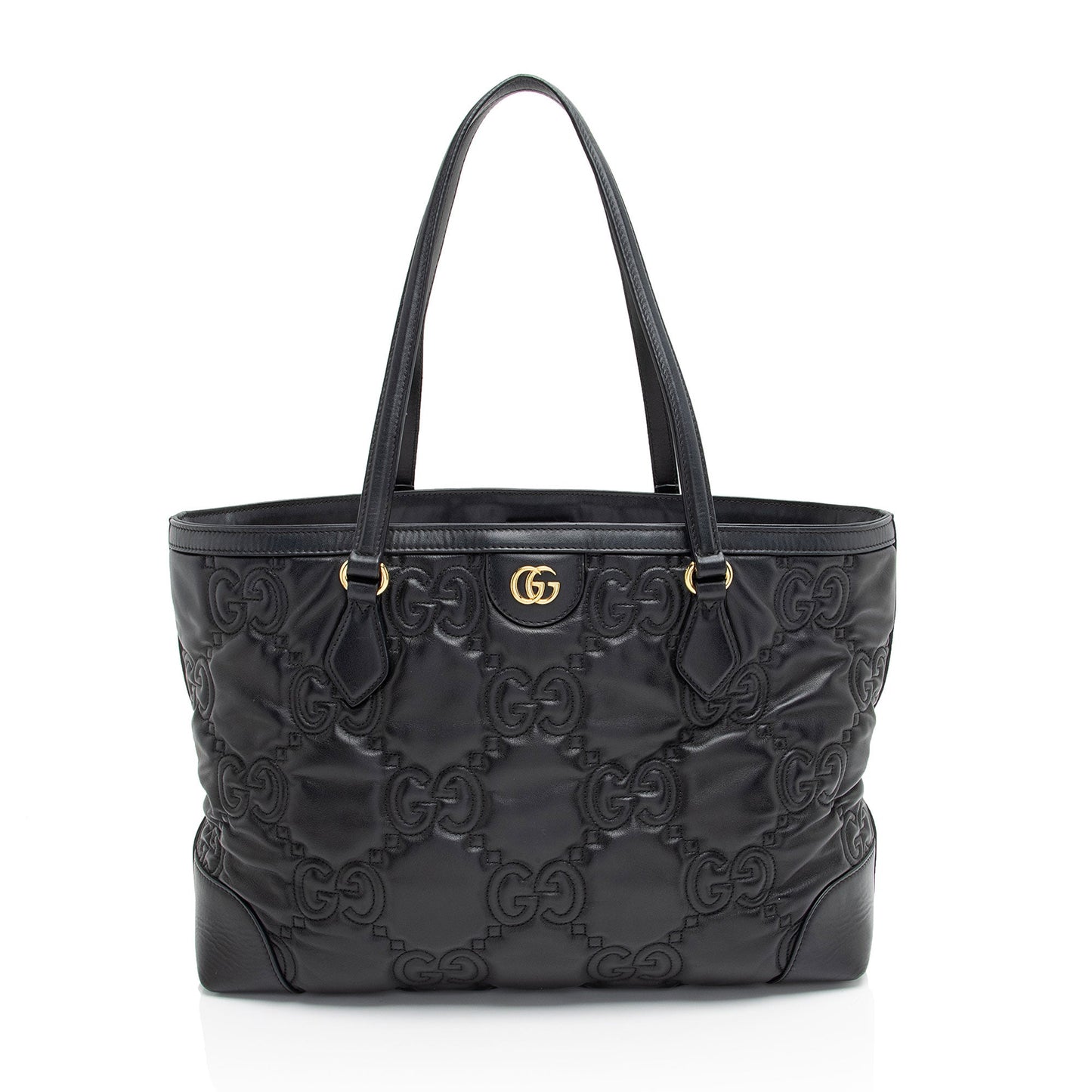 Gucci Jumbo GG SHF-GyLDDY Matelasse Leather Black Medium Tote Bag