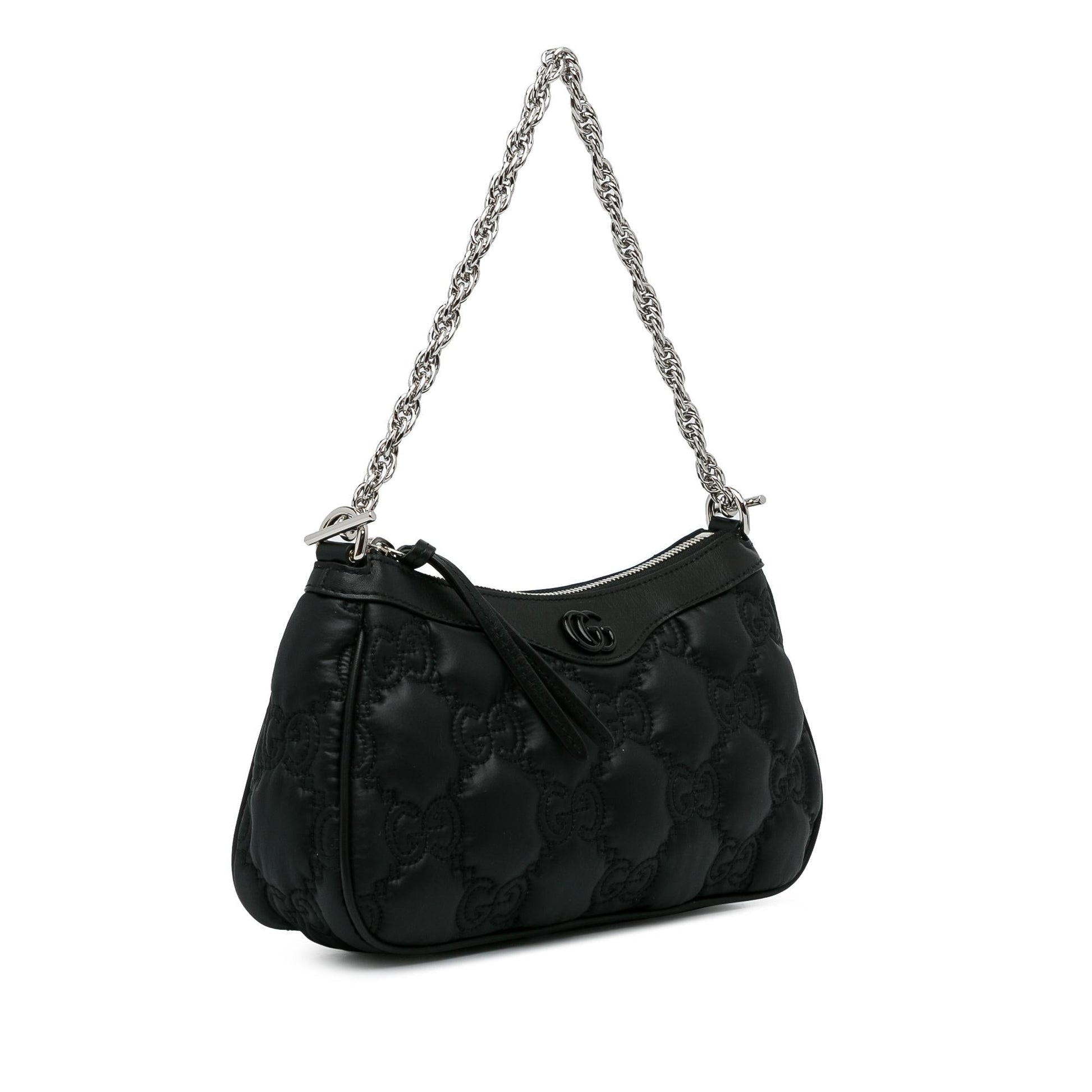 Gucci GG SHG-ldwASf Matelasse Calf Black Mini Satchel Bag