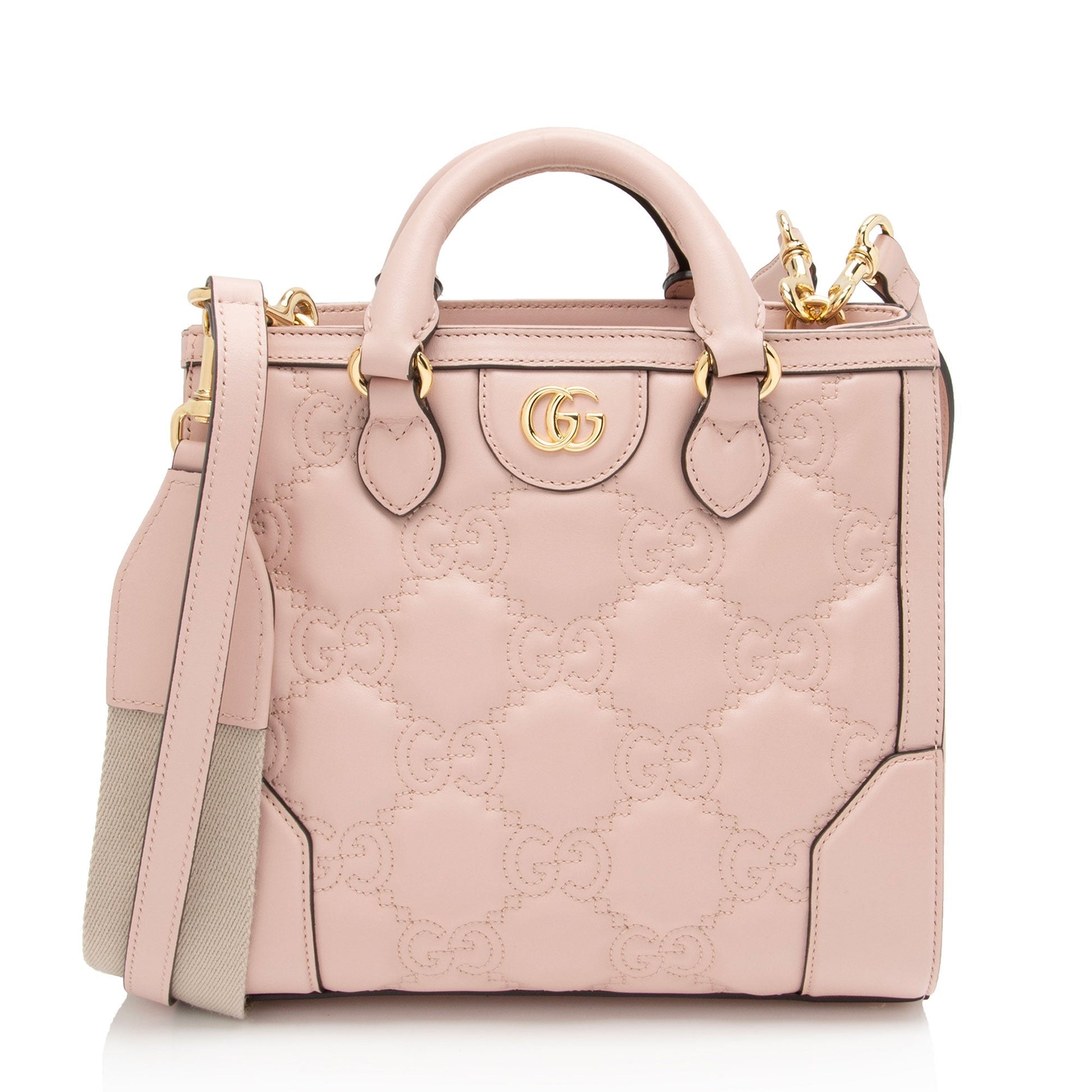 Gucci Jumbo GG Top Handle Matelasse Leather Pink Mini Tote Bag