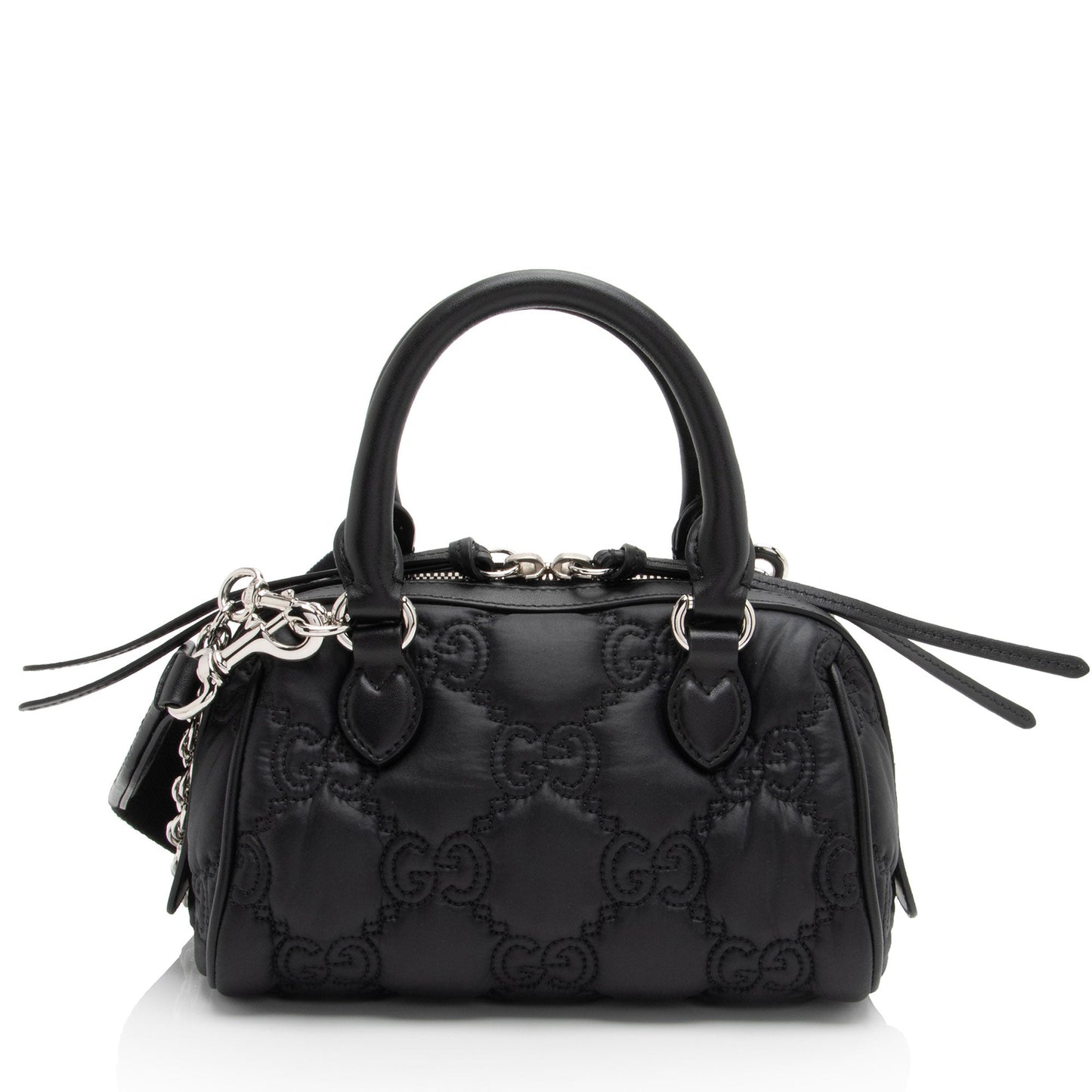 Gucci Jumbo GG Bowling Matelasse Leather Nylon Black Satchel Bag