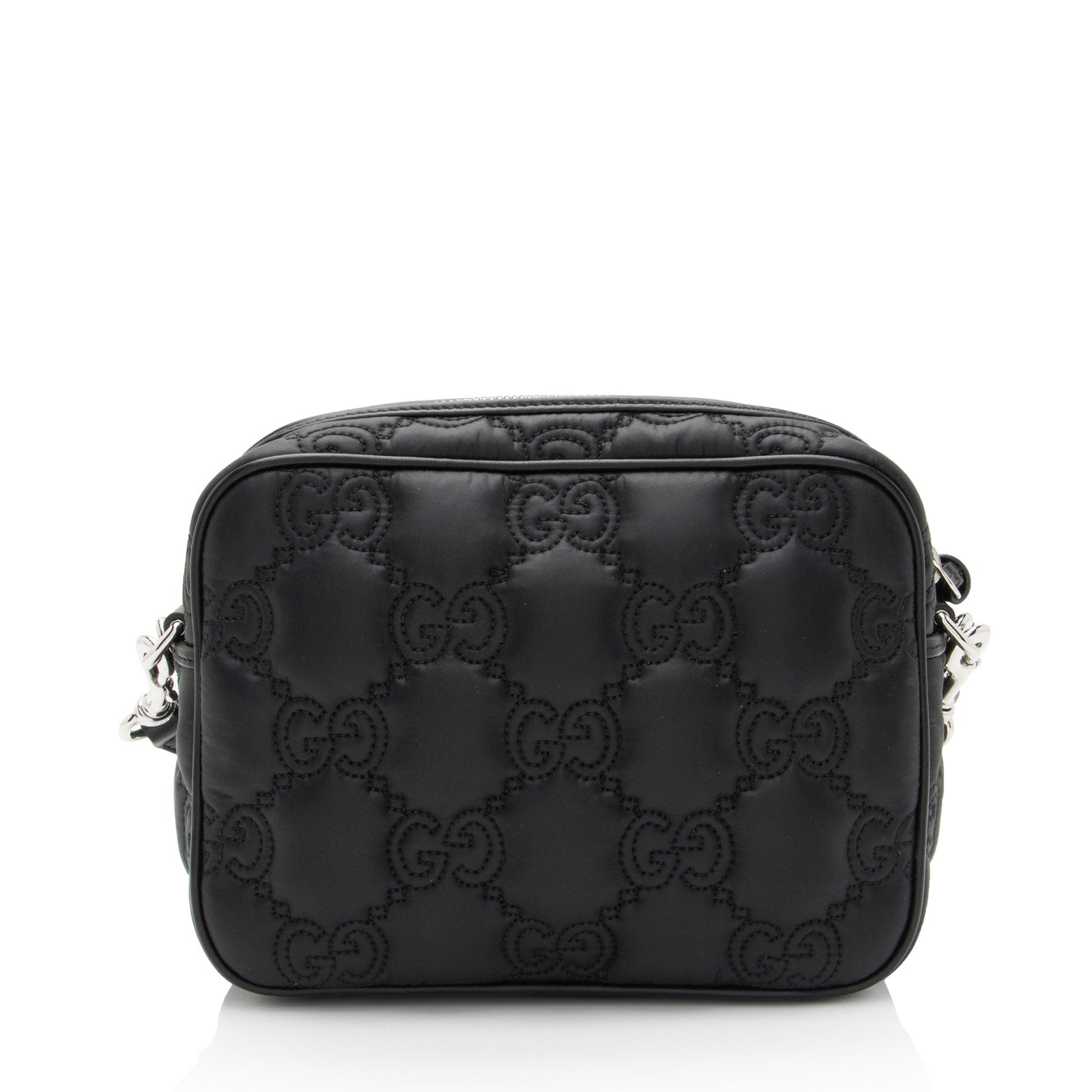 Gucci GG SHF-lqqc7w Matelasse Leather Nylon Black Crossbody Bag