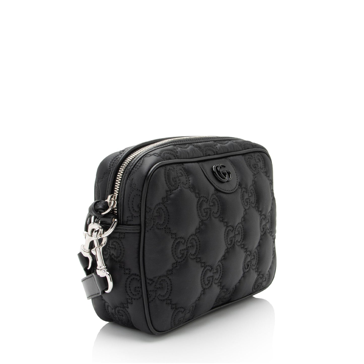 Gucci GG SHF-lqqc7w Matelasse Leather Nylon Black Crossbody Bag