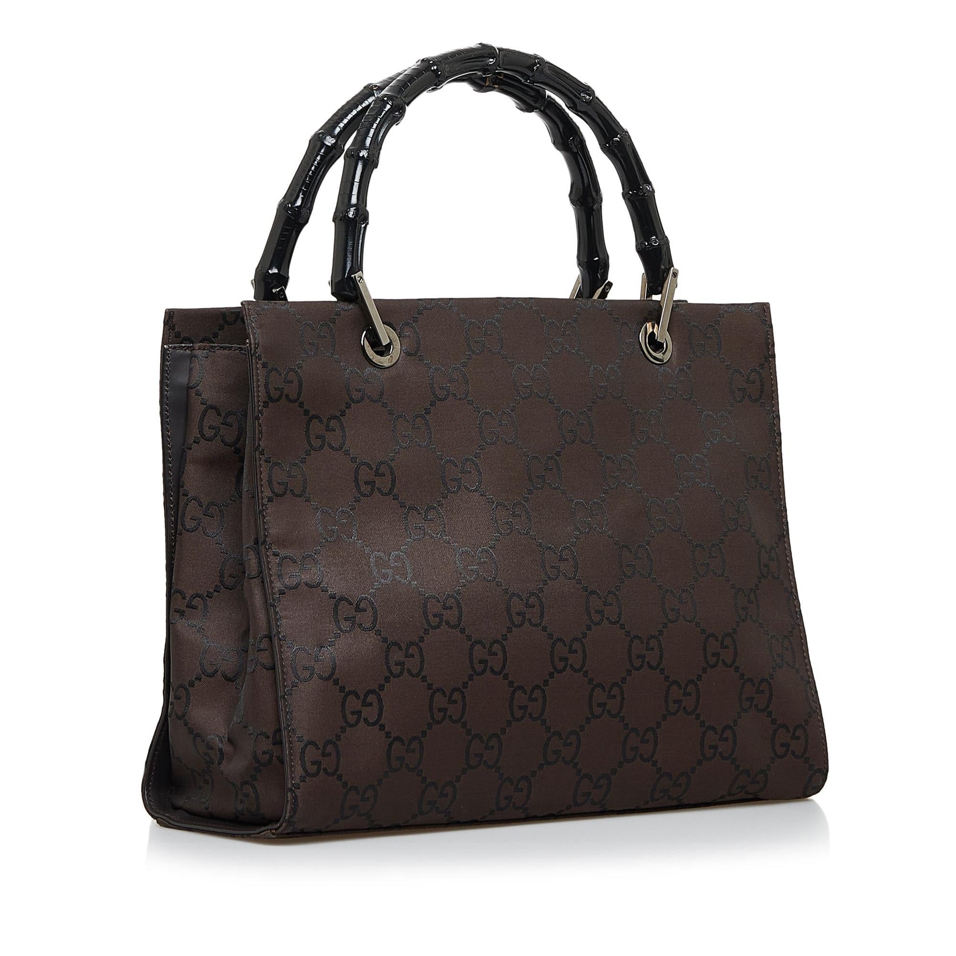 Gucci GG Bamboo SHG-zaUCGl Nylon Brown Tote Bag