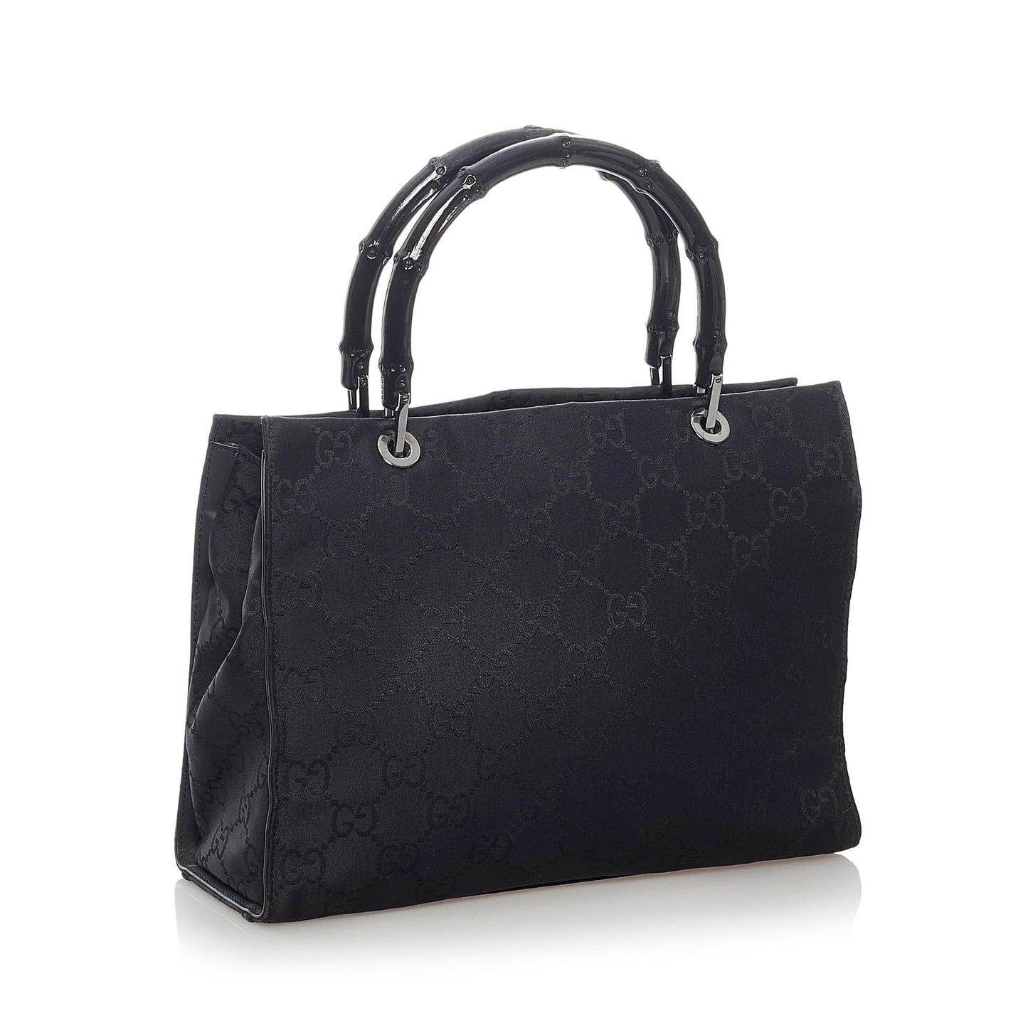 Gucci GG Bamboo SHG Nylon Black Satchel Bag
