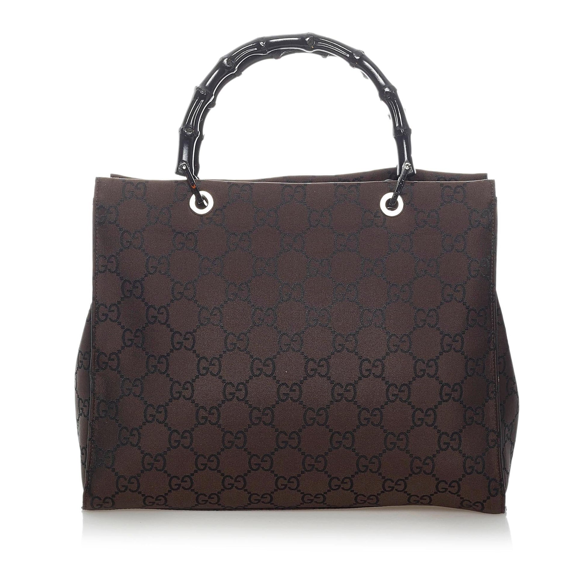 Gucci GG Bamboo SHG Nylon Black Tote Bag Bag Shg