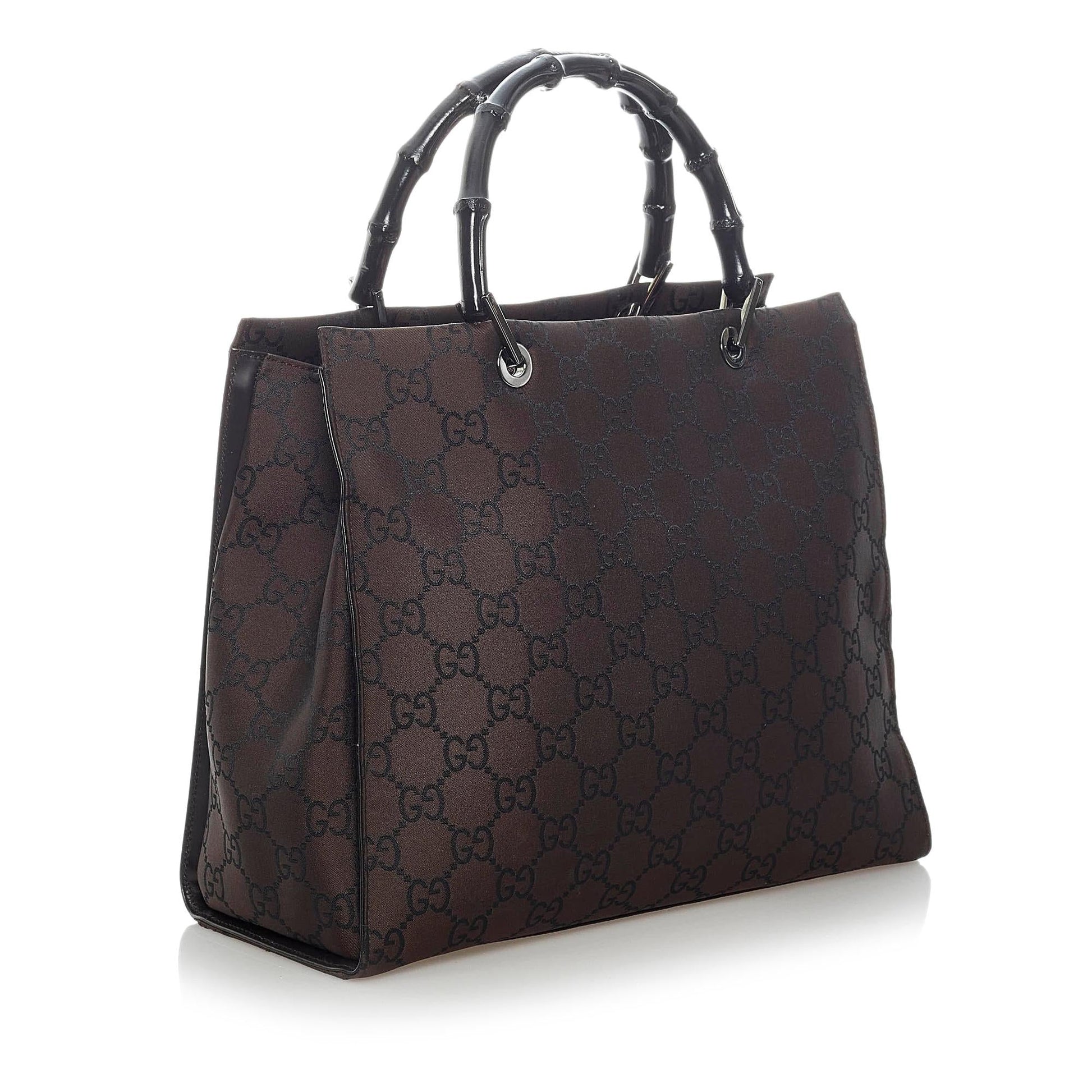 Gucci GG Bamboo SHG Nylon Black Tote Bag Bag Shg