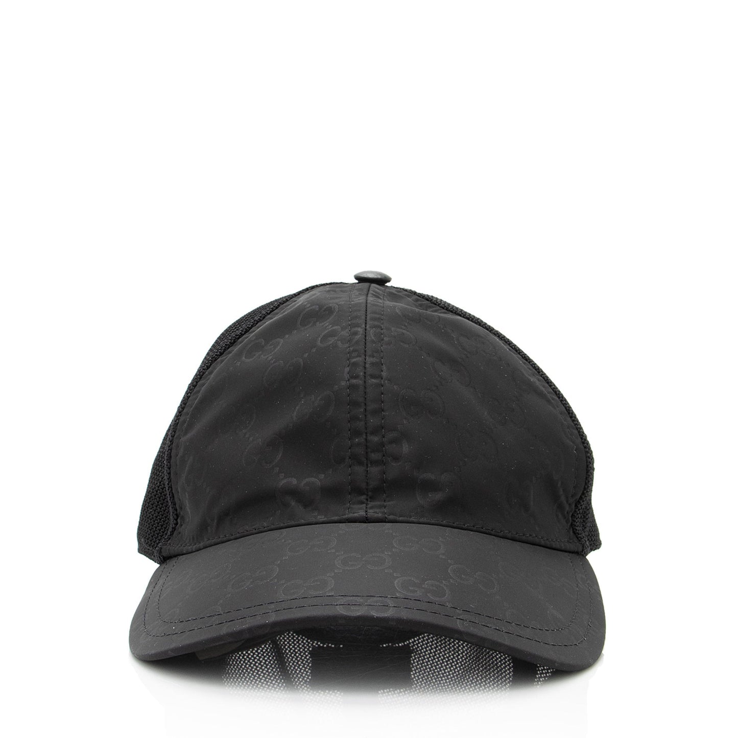Gucci GG Baseball Hat - Size Leather Nylon Black Handbag