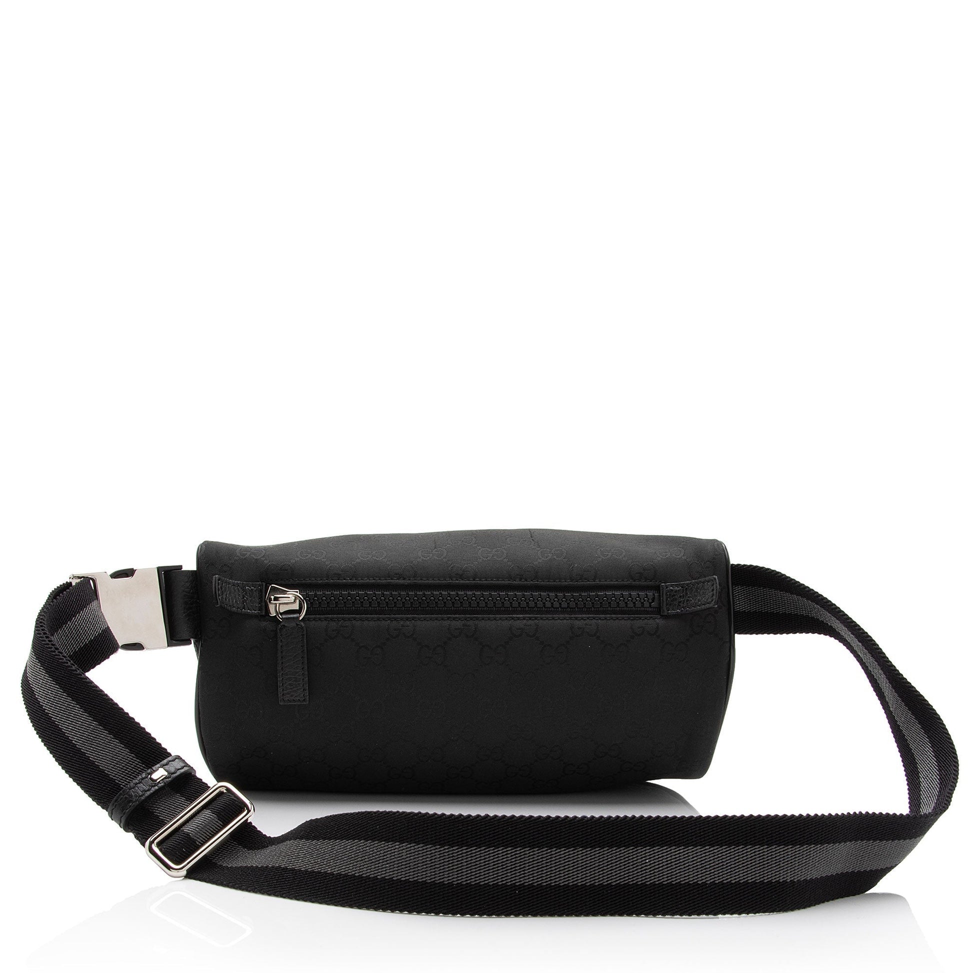 Gucci GG Belt SHF-yZgUsR Leather Nylon Black Accessory