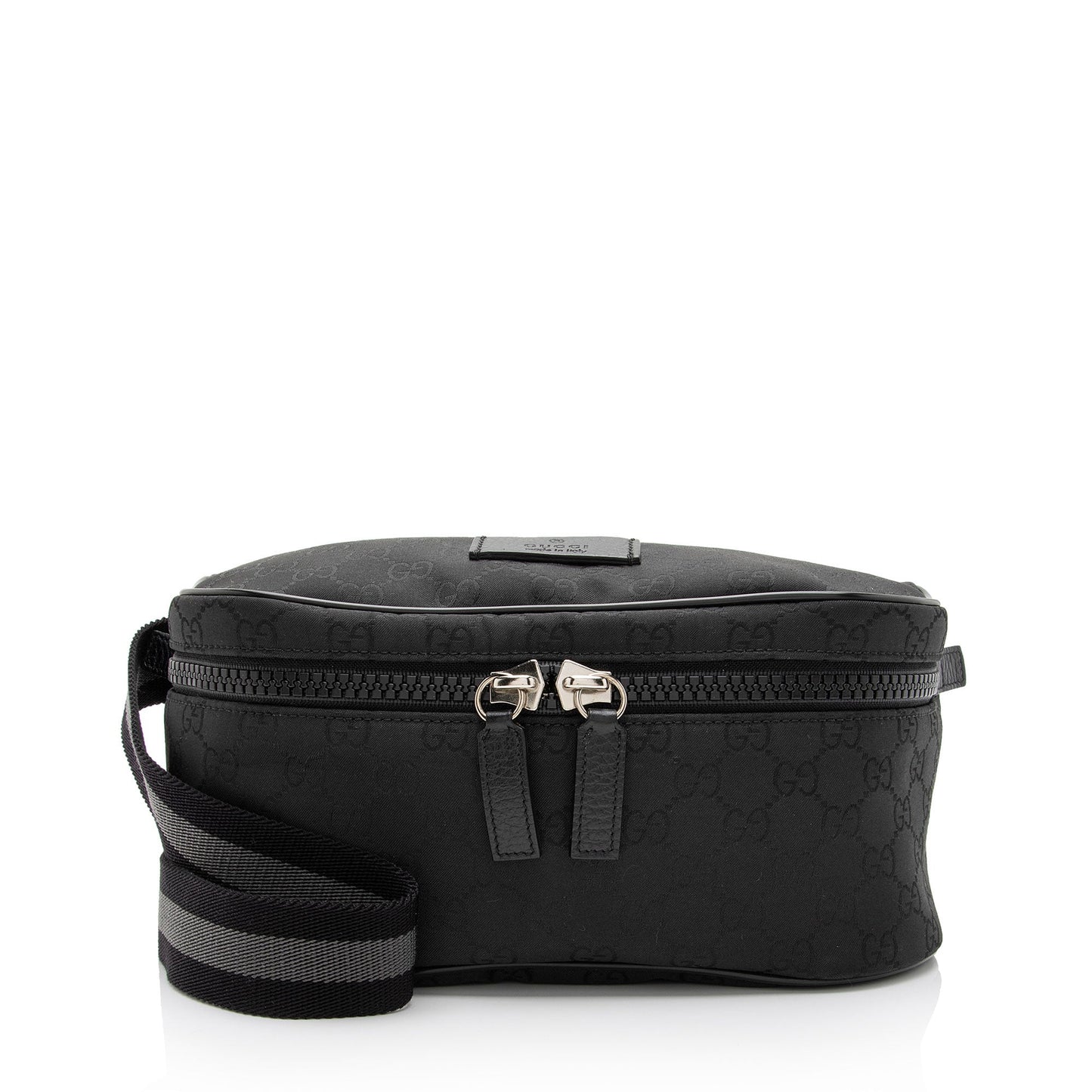 Gucci GG Belt SHF-yZgUsR Leather Nylon Black Accessory