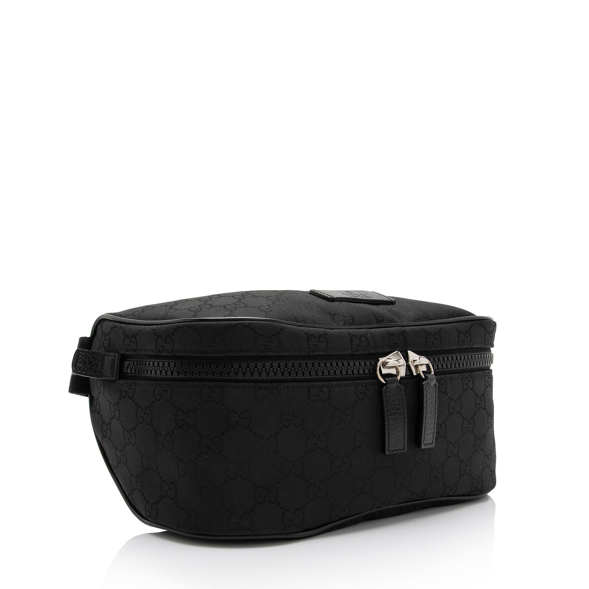 Gucci GG Belt SHF-yZgUsR Leather Nylon Black Accessory