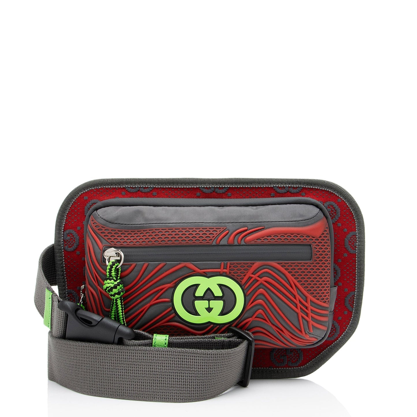 Gucci GG Belt Canvas Nylon Red Green Accessory