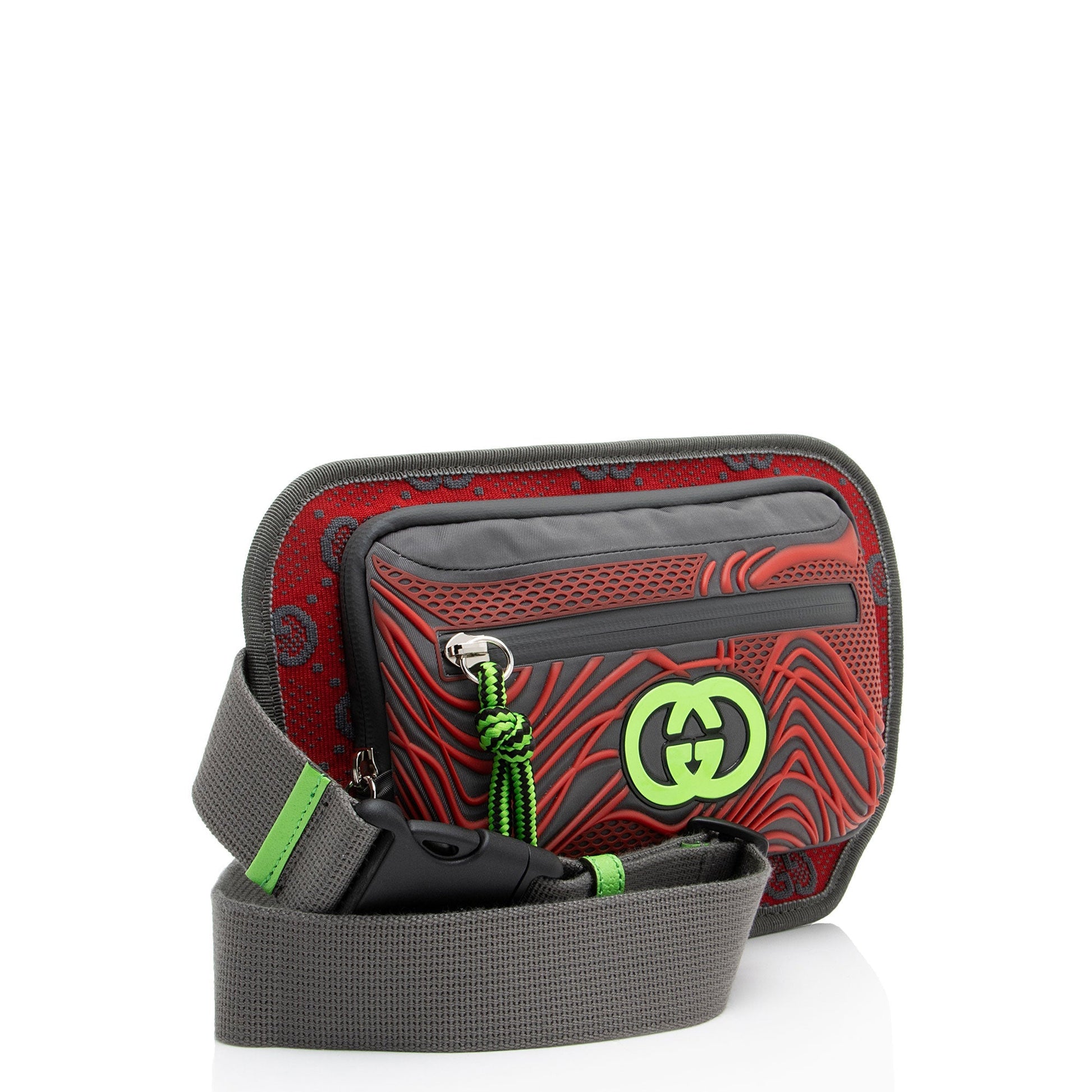 Gucci GG Belt Canvas Nylon Red Green Accessory