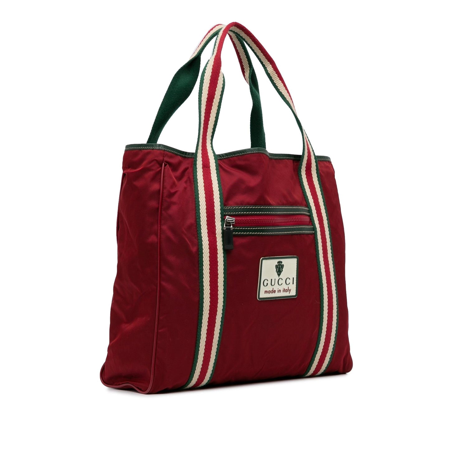 Gucci GG Crest Sherry Line Web Nylon Red Tote Bag