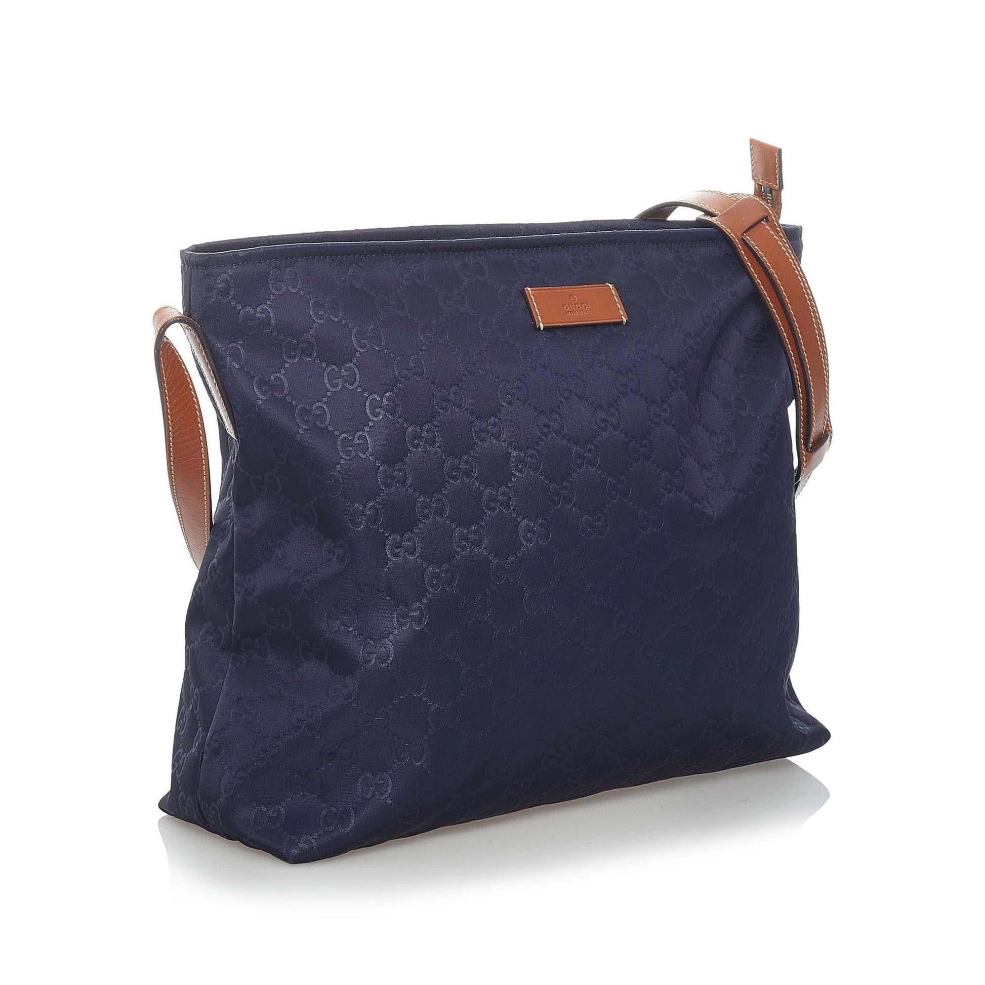 Gucci GG SHG Nylon Calf Brown Blue Crossbody Bag
