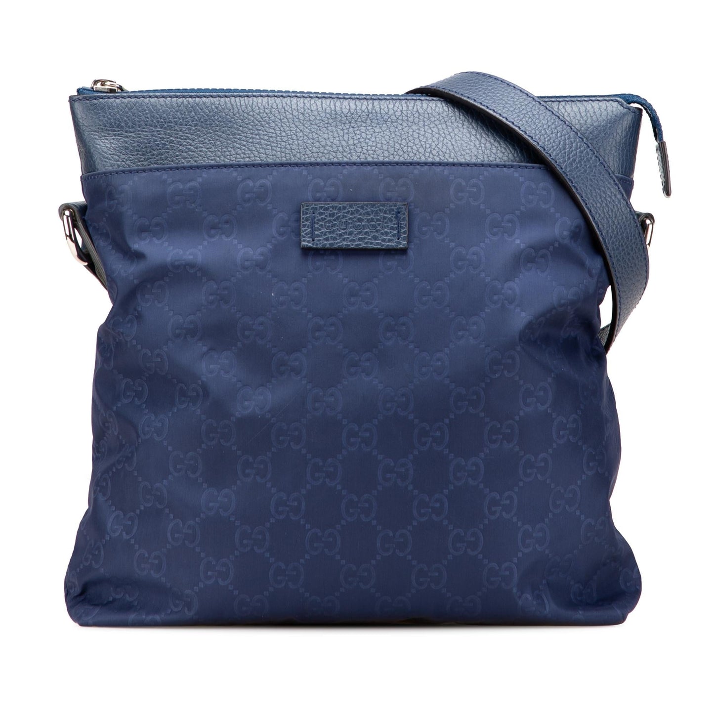 Gucci GG Flat Messenger Nylon Calf Blue Shoes Bag 1