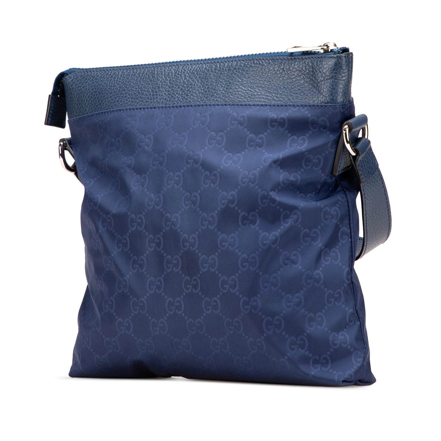 Gucci GG Flat Messenger Nylon Calf Blue Shoes Bag 1