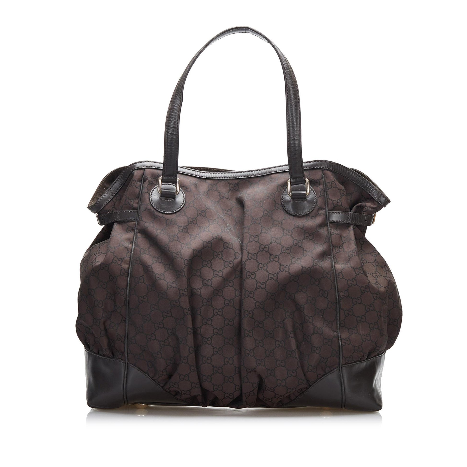 Gucci GG Full Moon SHG-uPx8Bm Nylon Calf Brown Tote Bag