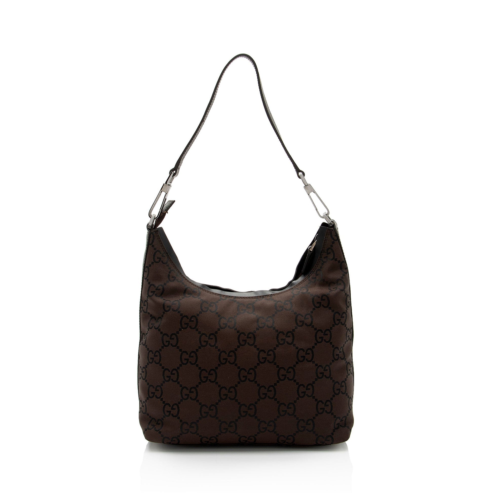 Gucci GG SHF-9U8enc Leather Canvas Nylon Black Shoulder Bag