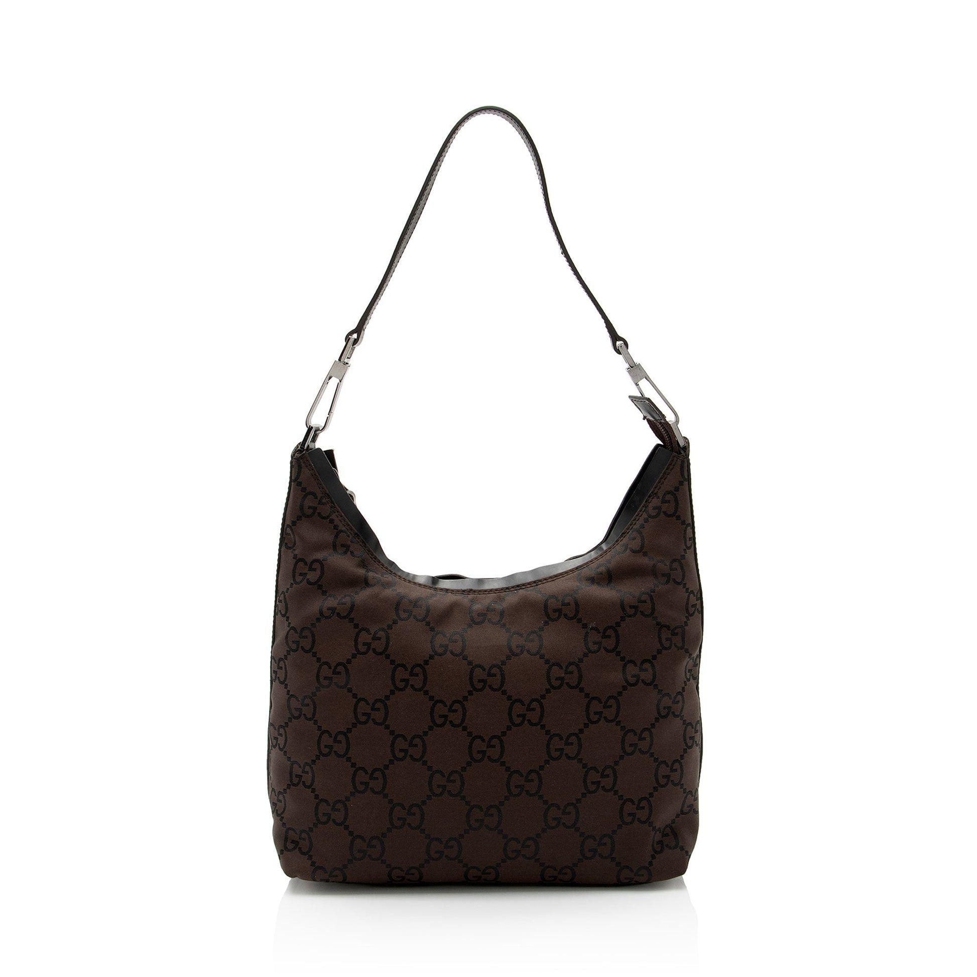 Gucci GG SHF-9U8enc Leather Canvas Nylon Black Shoulder Bag