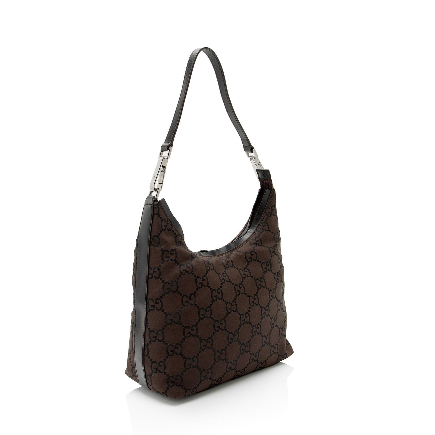 Gucci GG SHF-9U8enc Leather Canvas Nylon Black Shoulder Bag