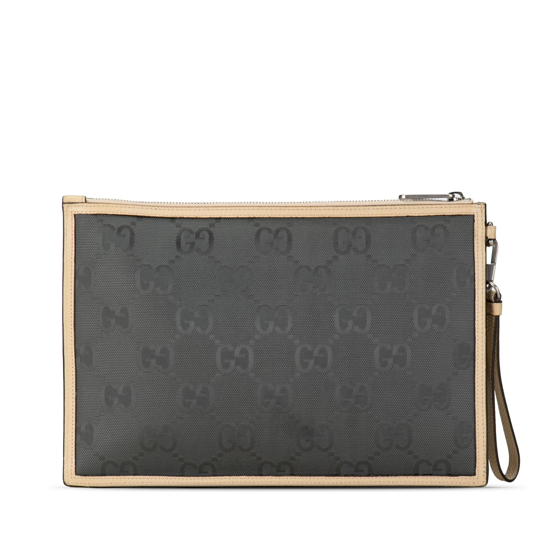 Gucci GG Off Grid SHG-1jr0vd Nylon Calf Brown Grey Clutch Bag