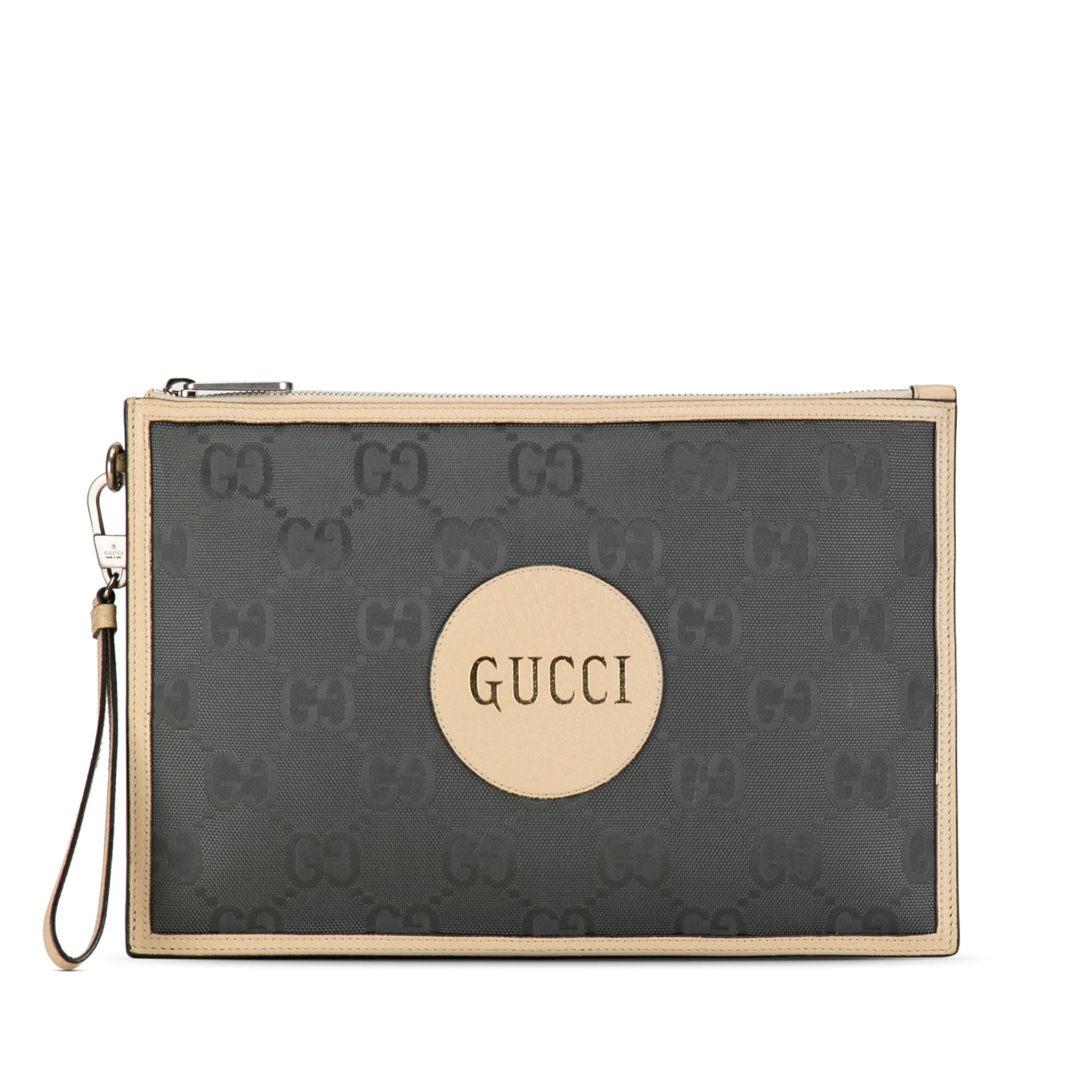 Gucci GG Off Grid SHG-1jr0vd Nylon Calf Brown Grey Clutch Bag