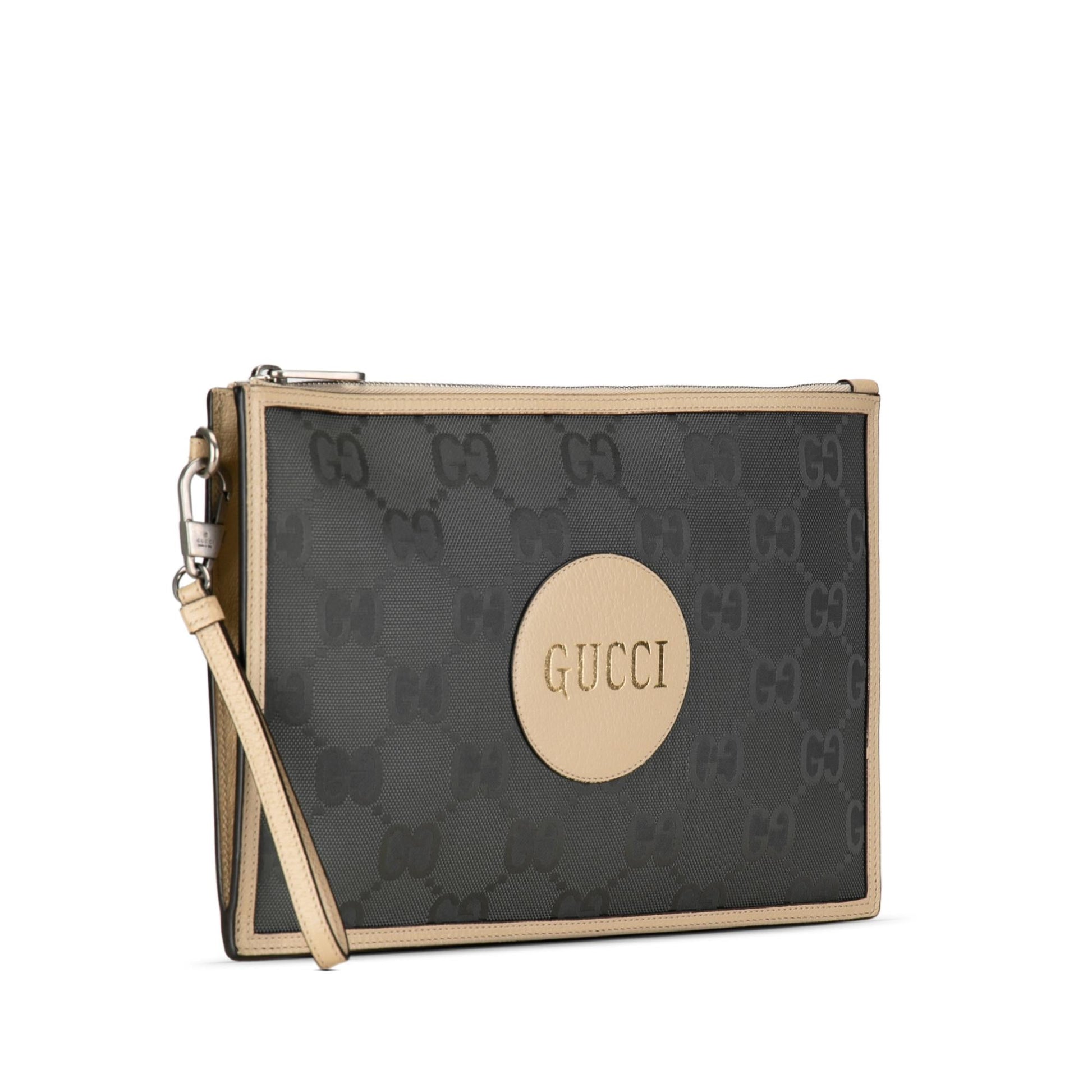 Gucci GG Off Grid SHG-1jr0vd Nylon Calf Brown Grey Clutch Bag