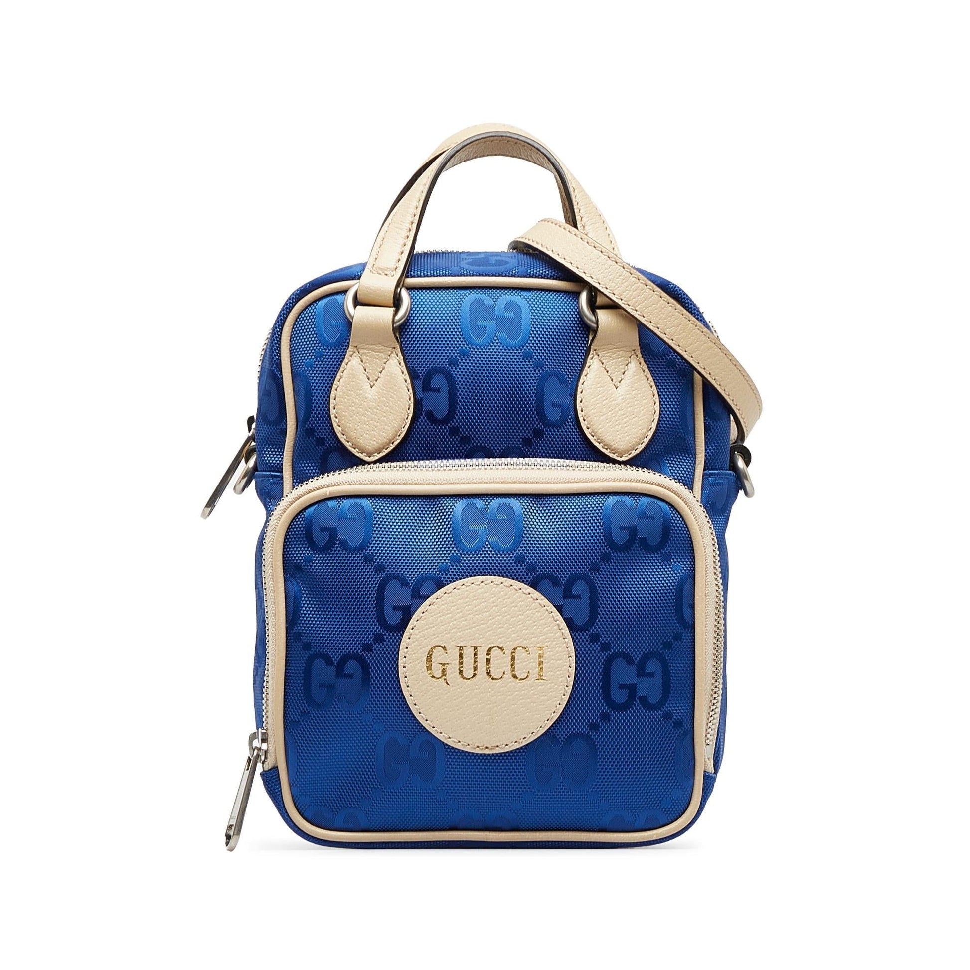 Gucci GG Off Grid SHG-hpfSGL Nylon Calf White Blue Satchel Bag