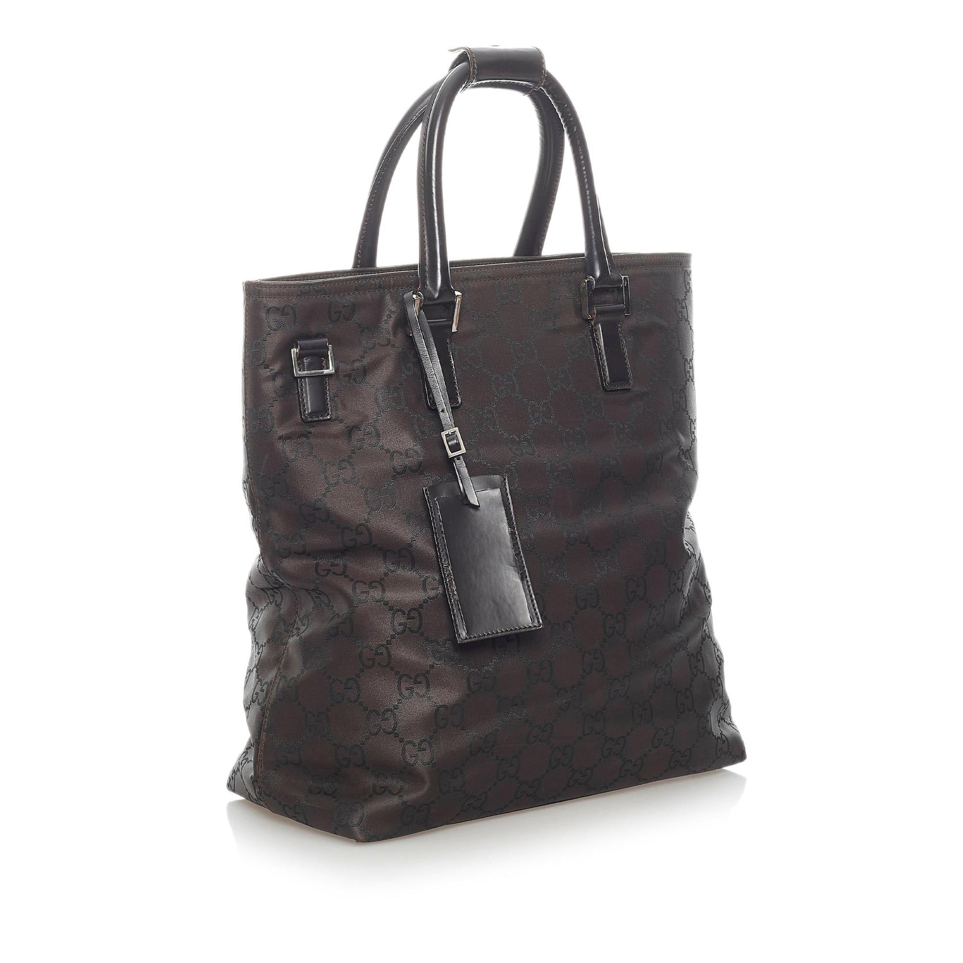 Gucci GG SHG Nylon Brown Satchel Bag