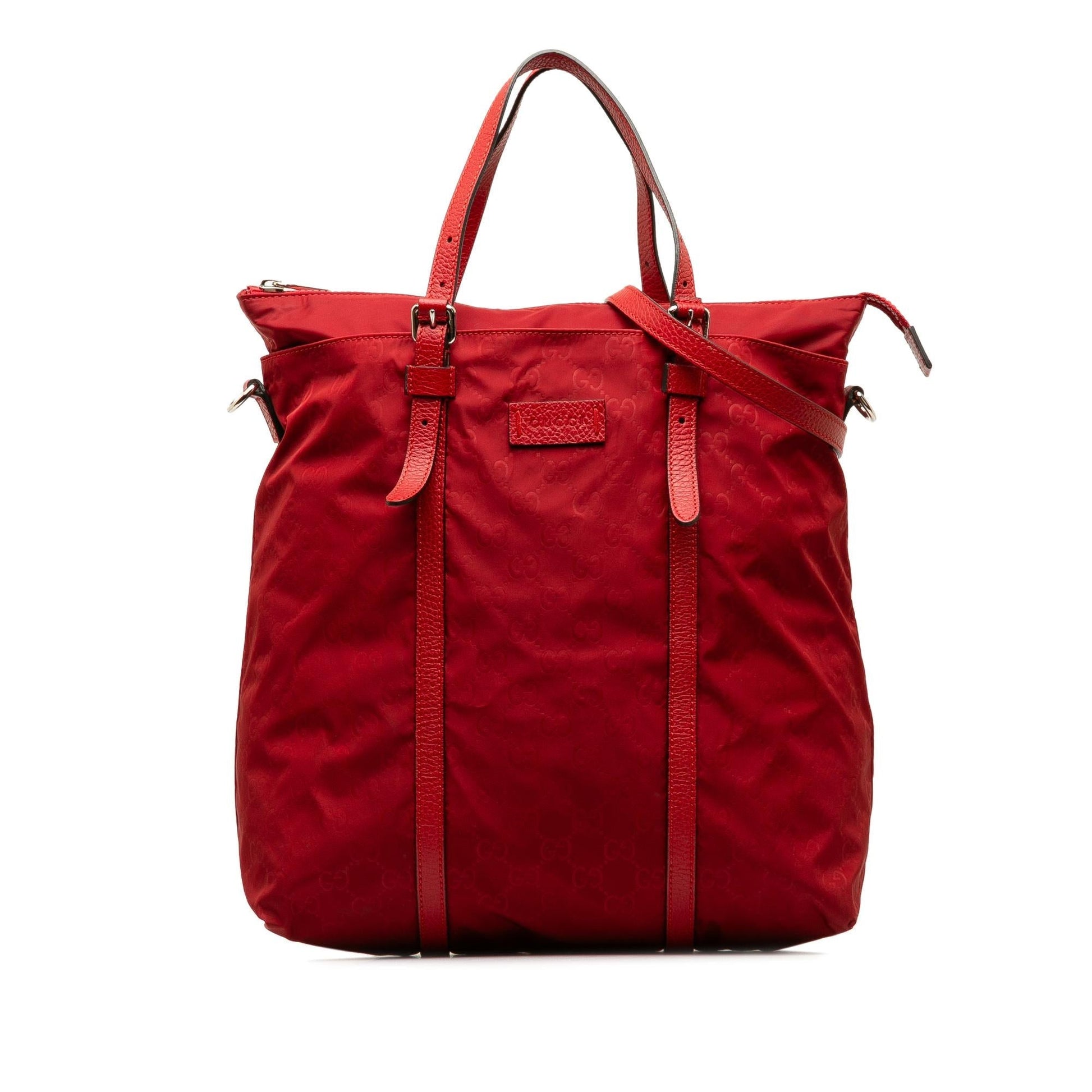 Gucci GG SHG-0ZzSUr Nylon Red Satchel Bag