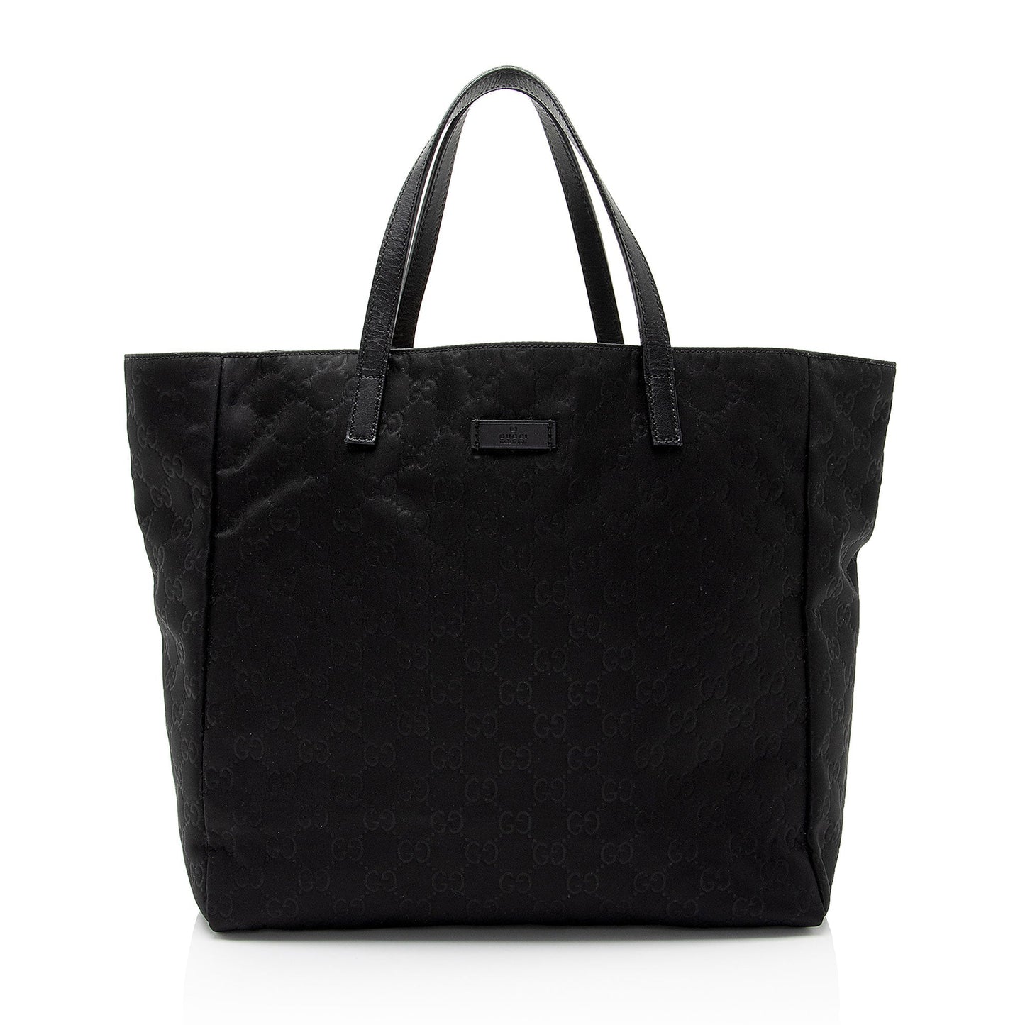 Gucci GG Shopper SHF-7F3NYs Leather Nylon Black Tote Bag