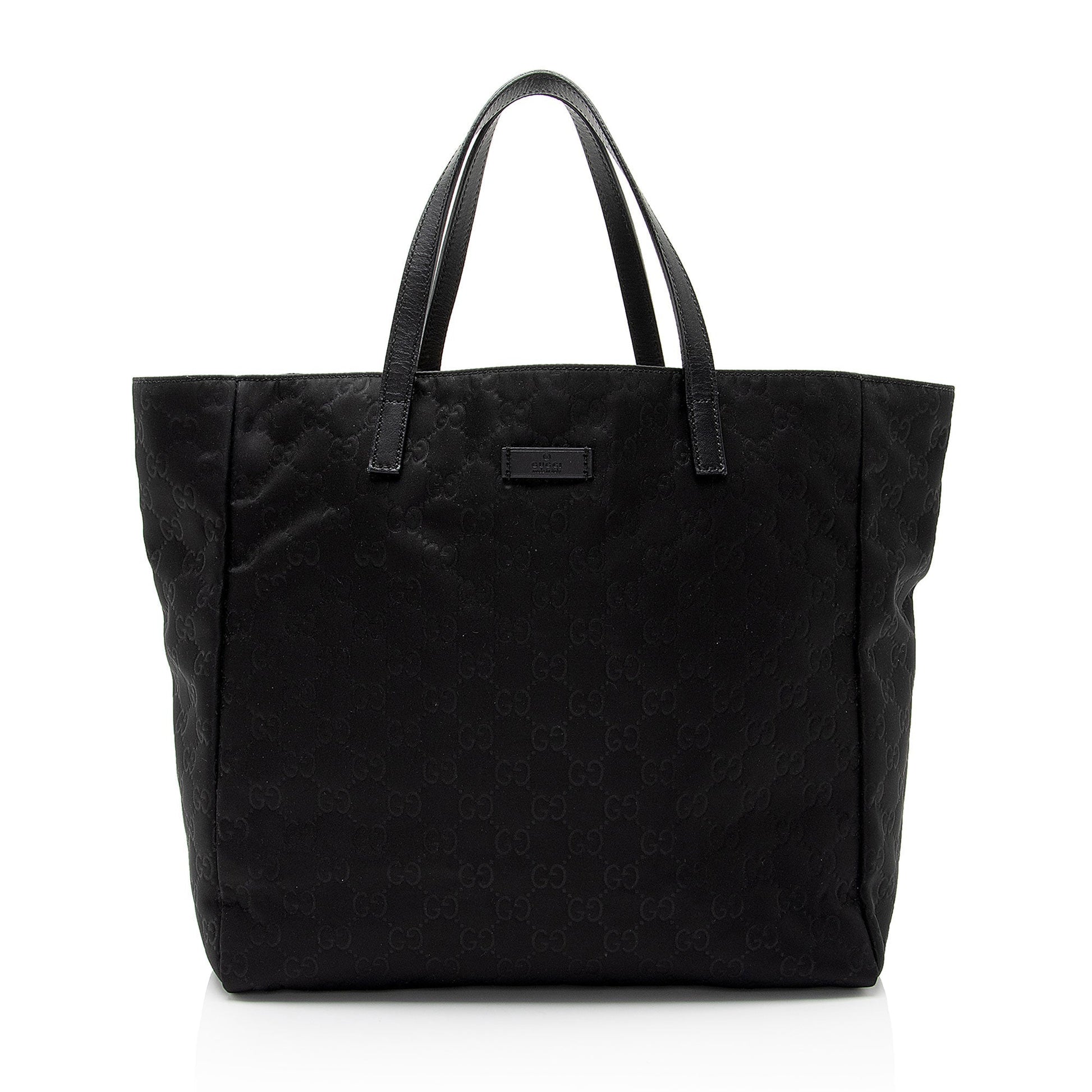 Gucci GG Shopper SHF-7F3NYs Leather Nylon Black Tote Bag