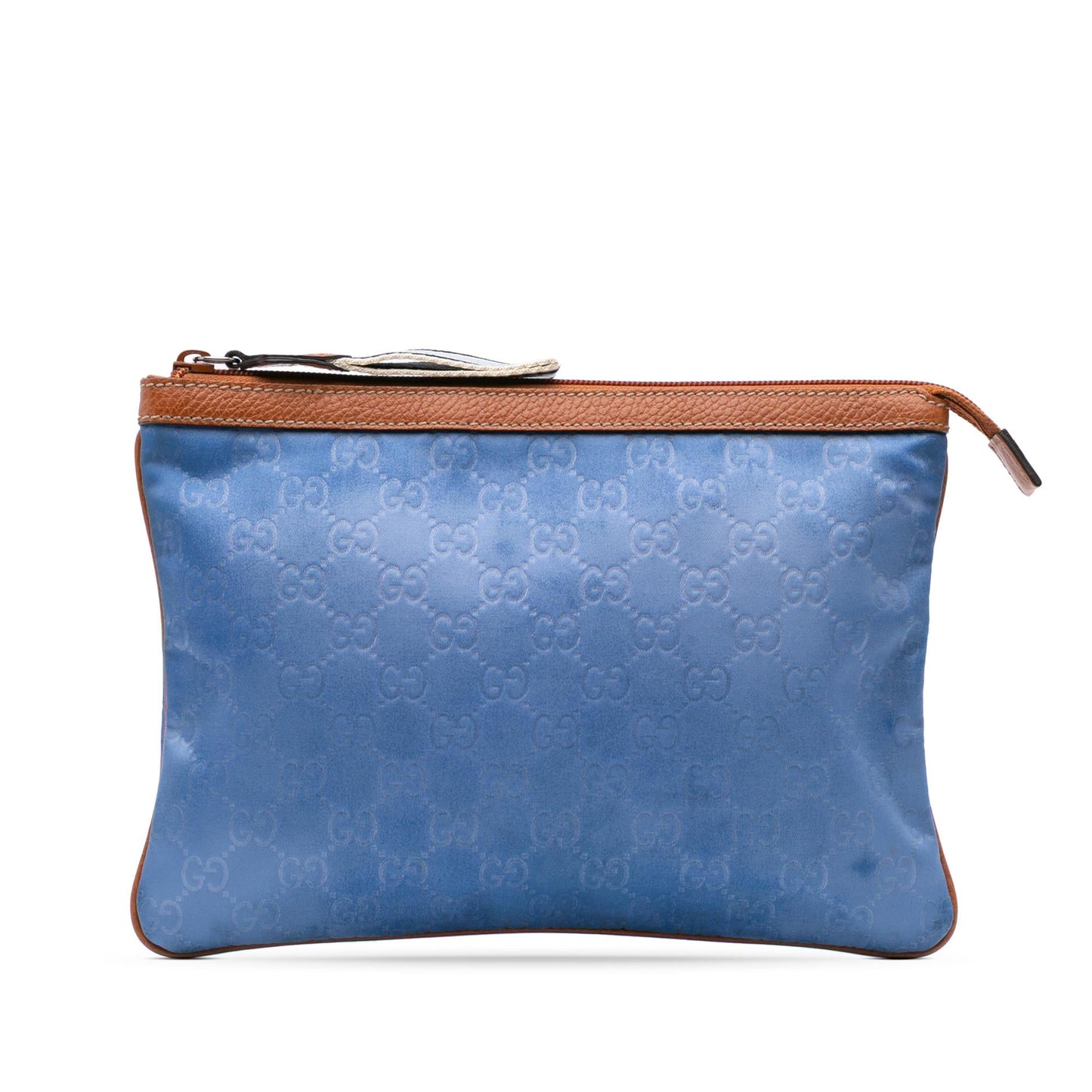 Gucci GG Top Zip Nylon Calf Blue Clutch Bag Clutch 1