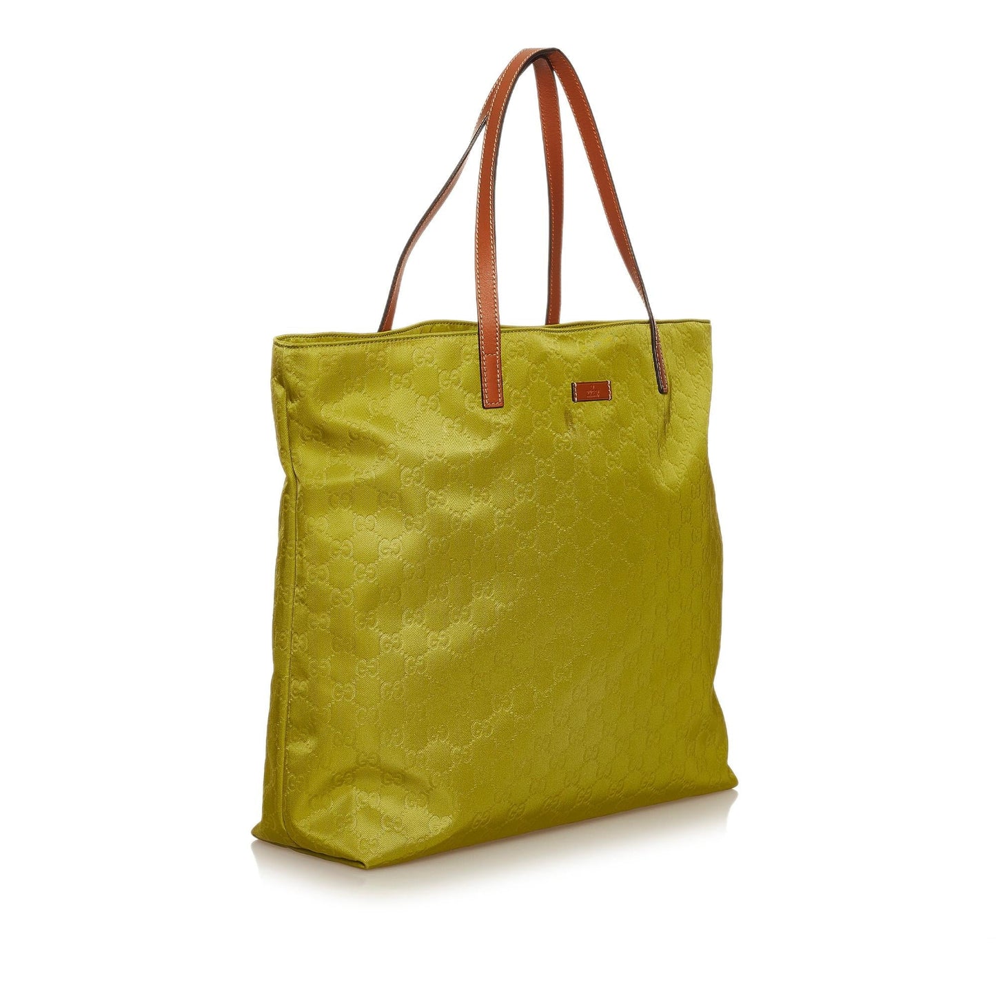 Gucci GG SHG Nylon Calf Brown Green Tote Bag Bag Shg