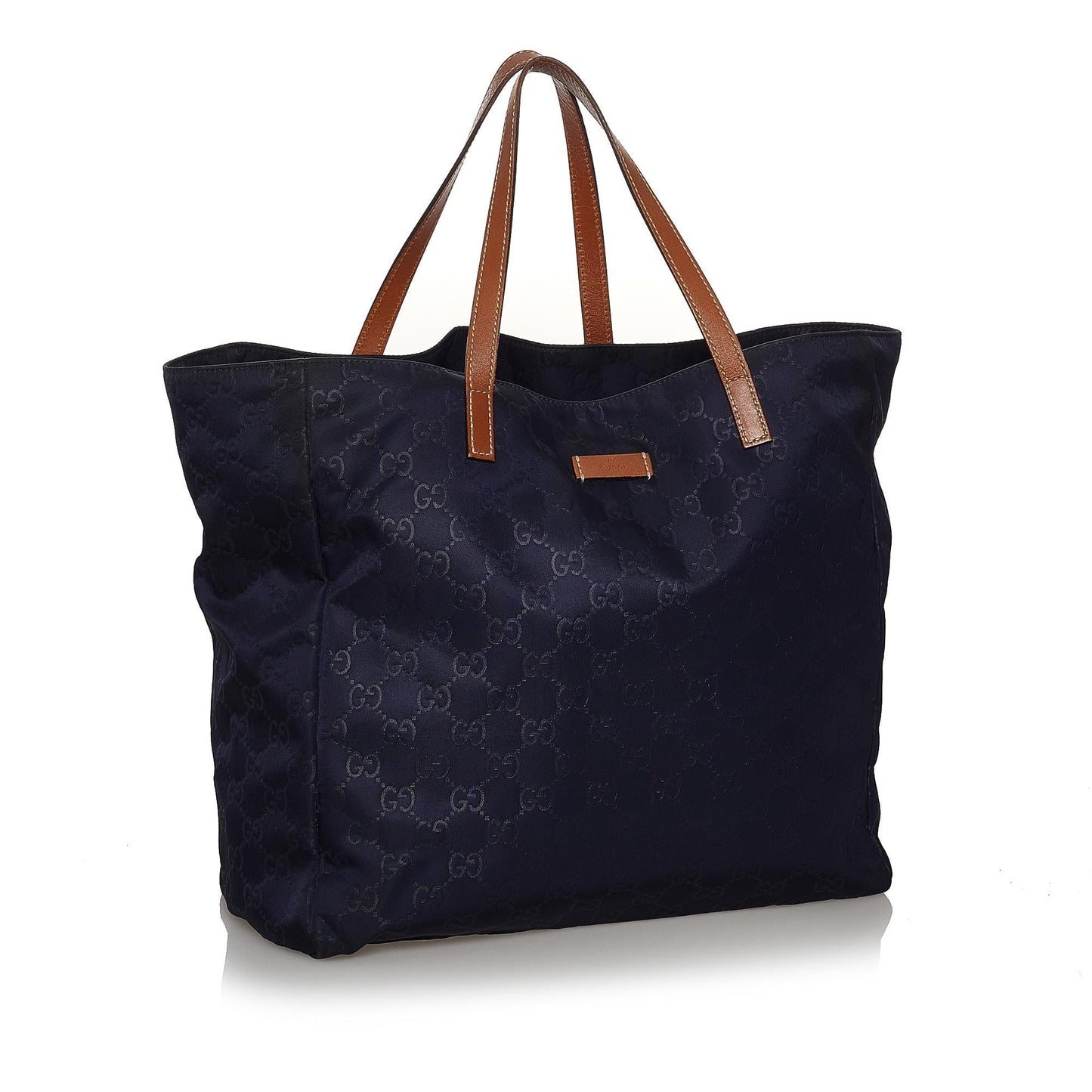 Gucci GG SHG Nylon Calf Brown Blue Tote Bag