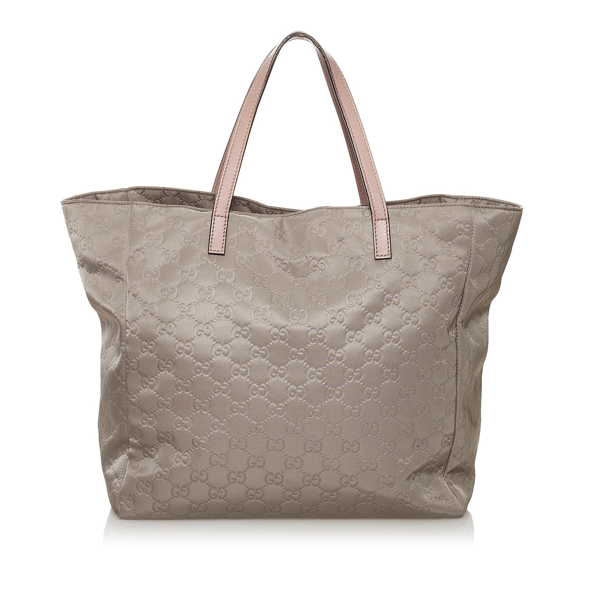 Gucci GG SHG Nylon Calf Pink Grey Tote Bag Bag Shg