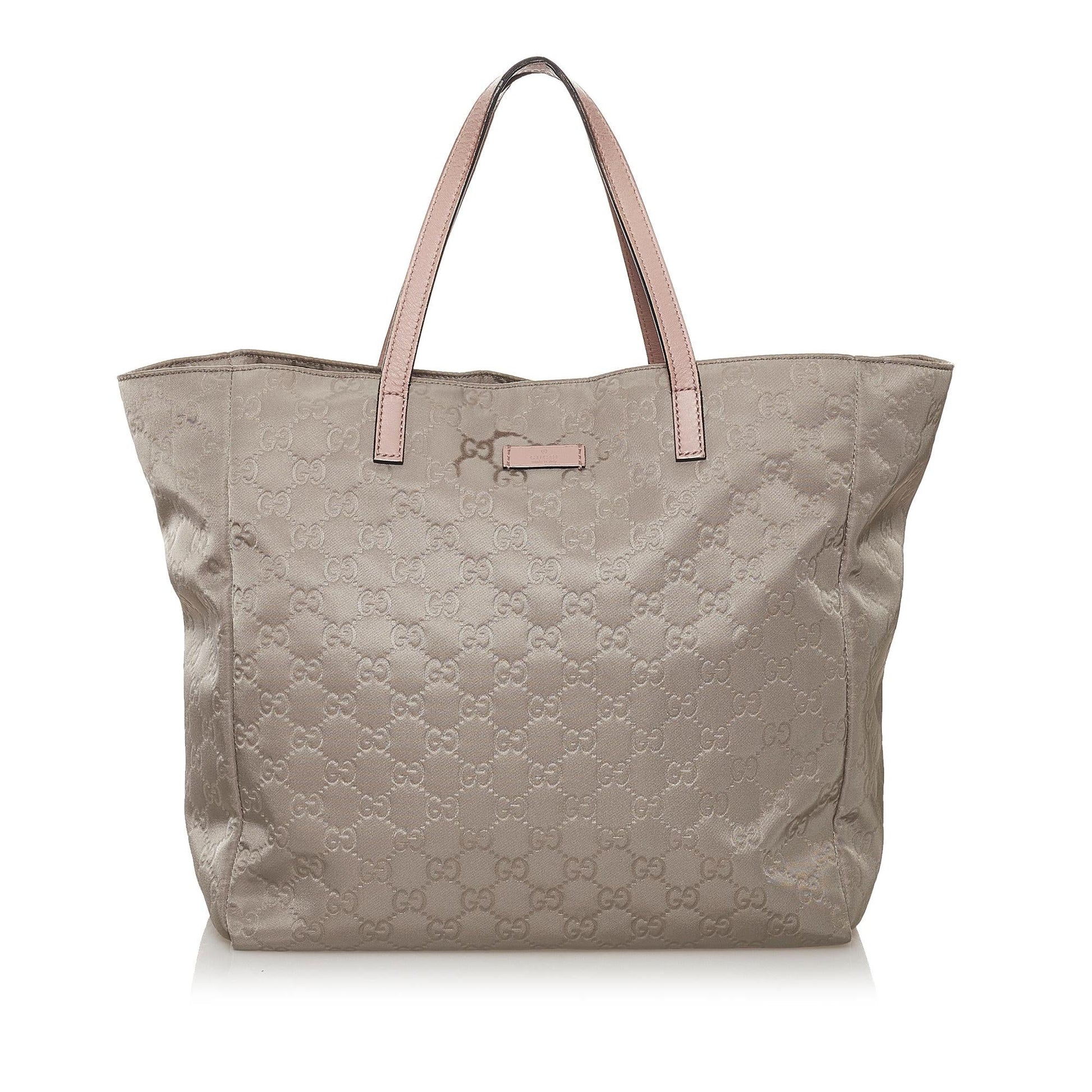 Gucci GG SHG Nylon Calf Pink Grey Tote Bag Bag Shg