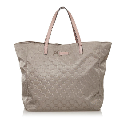 Gucci GG SHG Nylon Calf Pink Grey Tote Bag Bag Shg