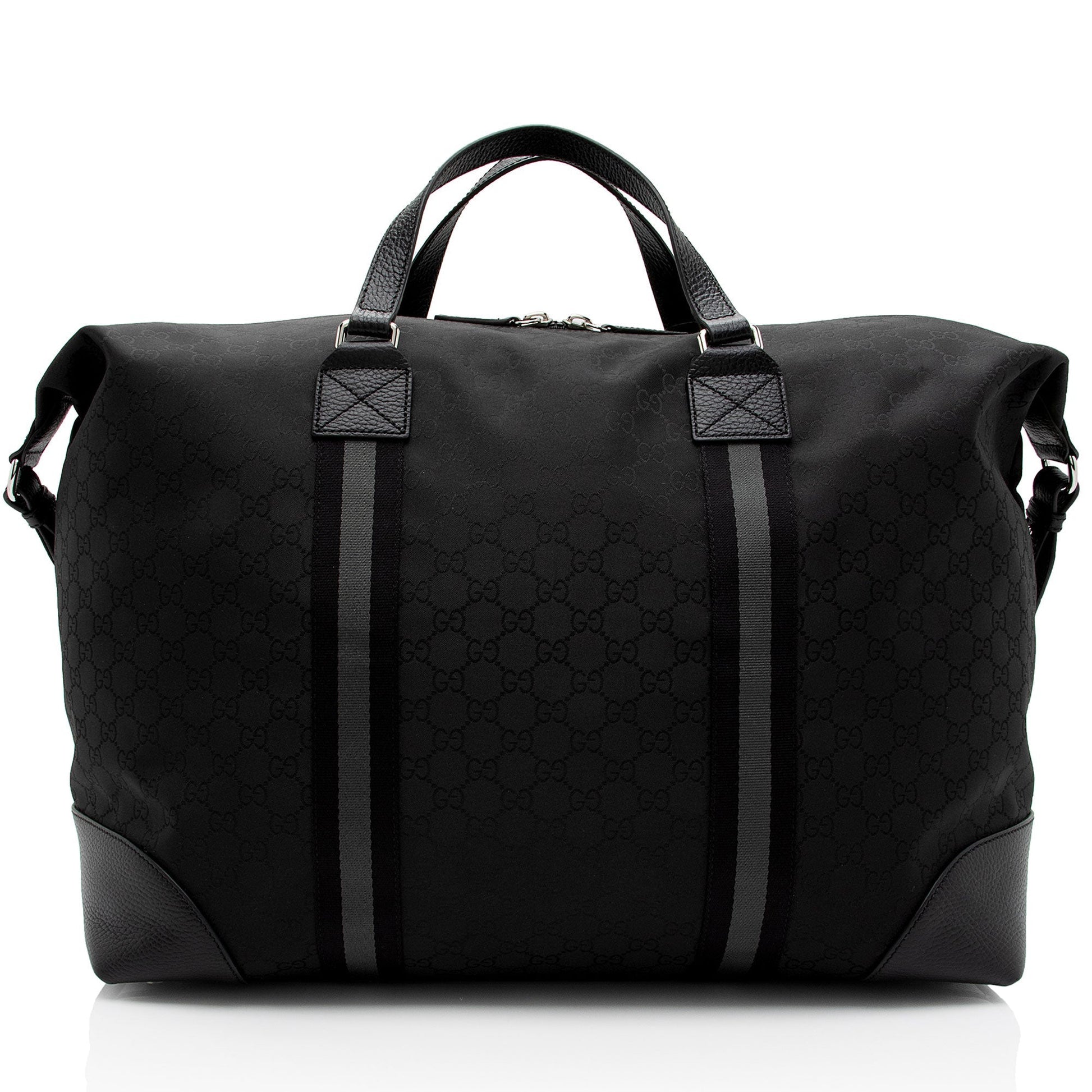 Gucci GG Duffle SHF-QIDbW5 Leather Nylon Black Travel Bag