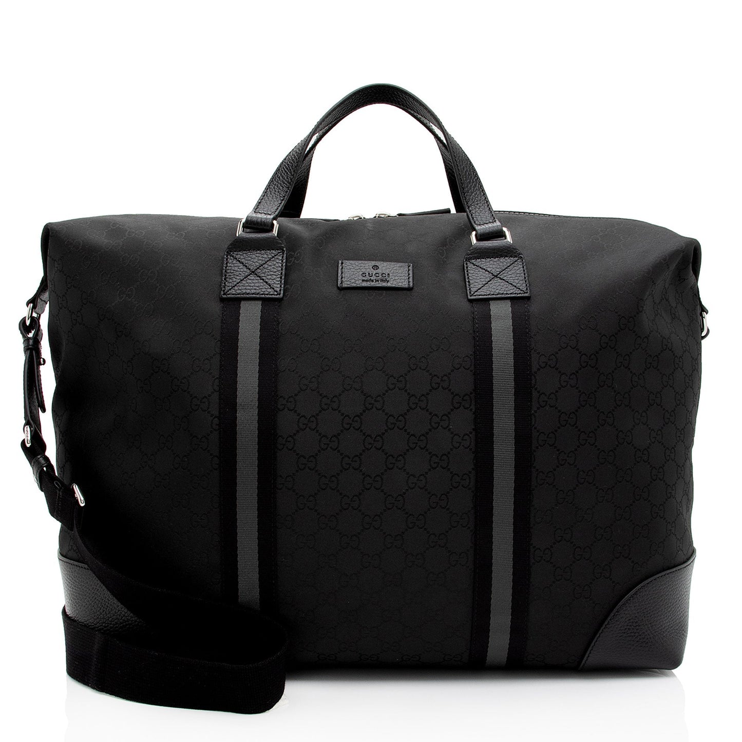 Gucci GG Duffle SHF-QIDbW5 Leather Nylon Black Travel Bag