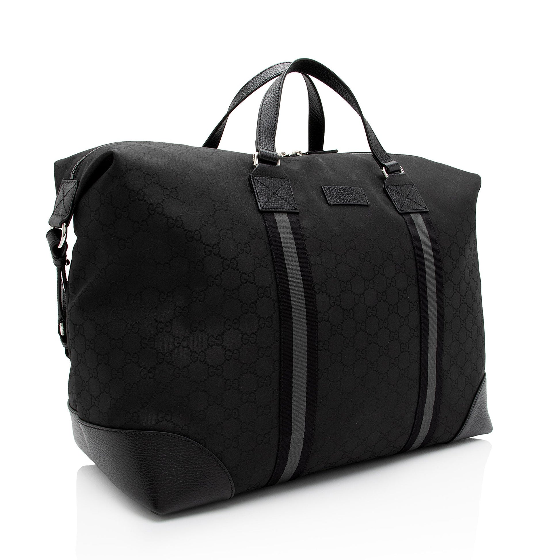 Gucci GG Duffle SHF-QIDbW5 Leather Nylon Black Travel Bag
