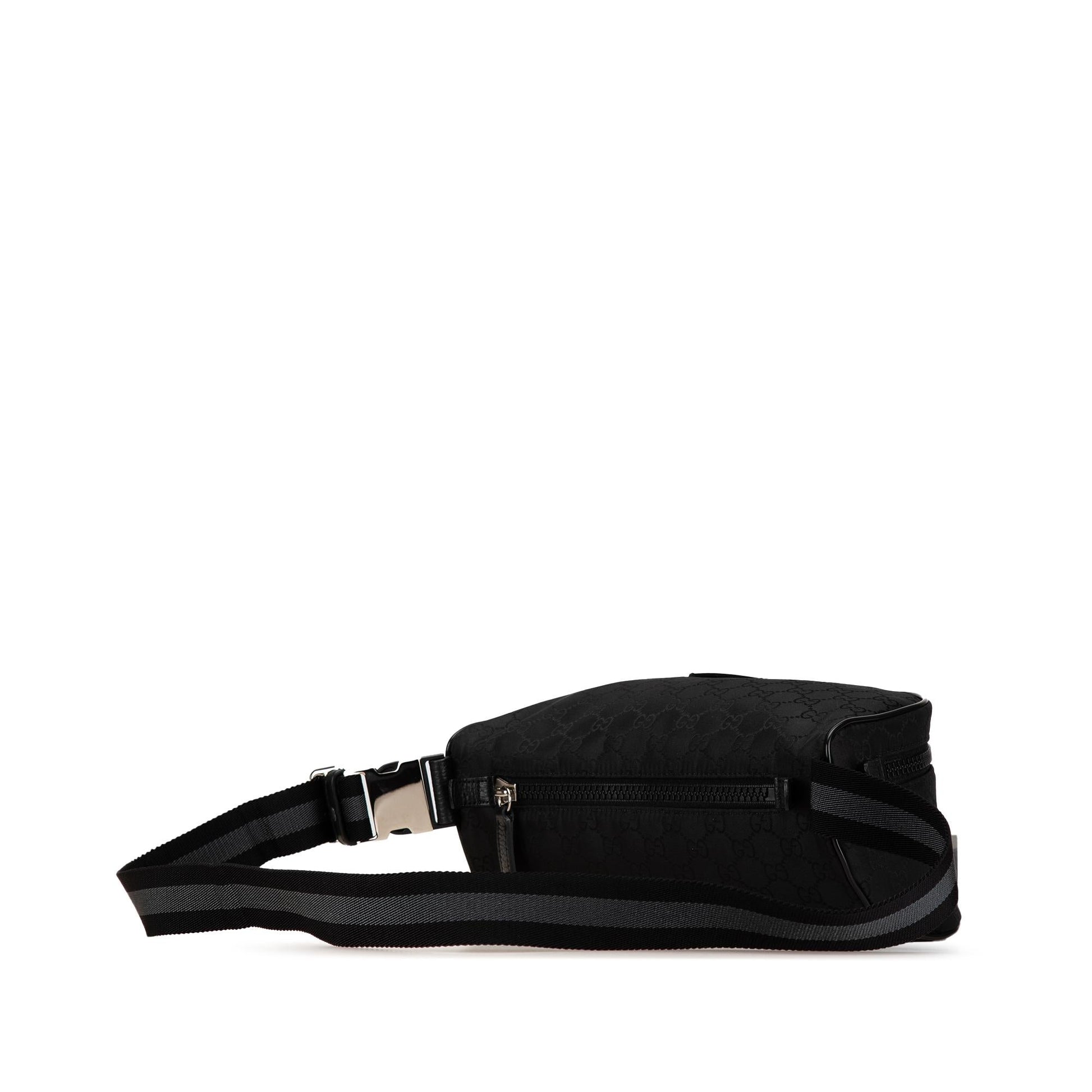 Gucci GG Web Belt Nylon Calf Black Accessory Shg Dyfpjp