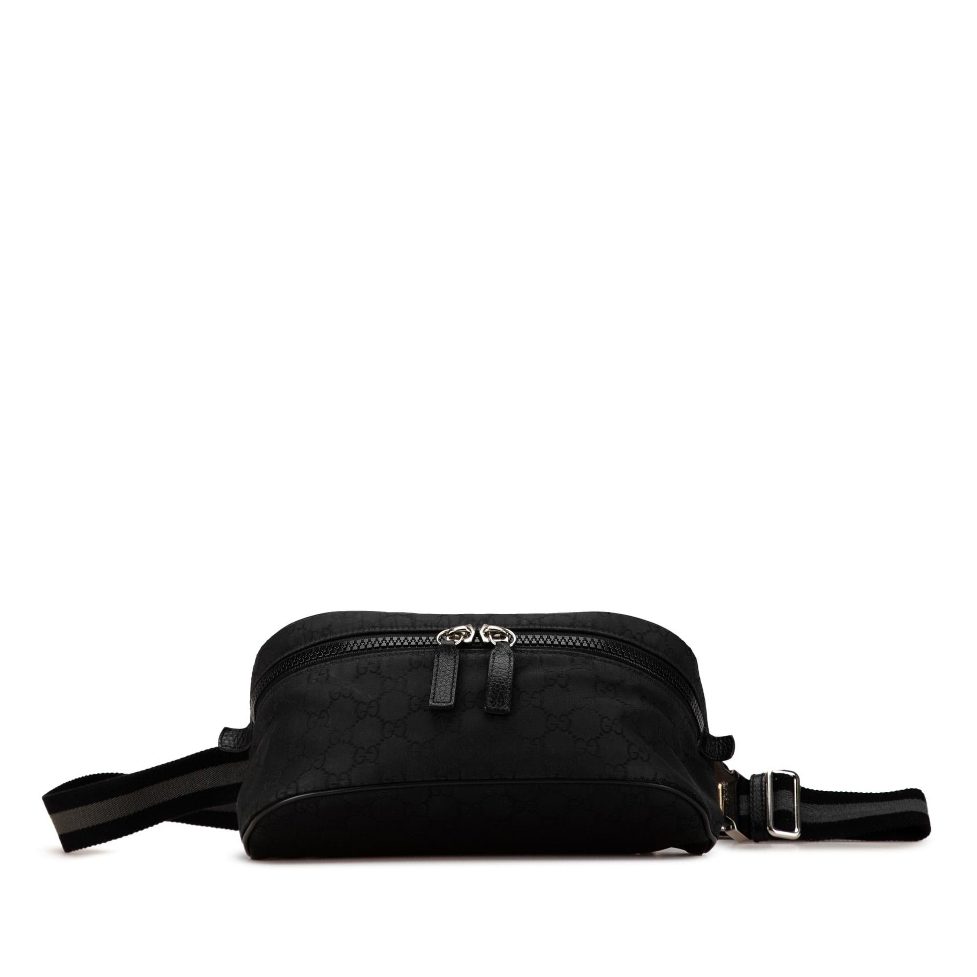 Gucci GG Web Belt Nylon Calf Black Accessory Shg Ve0Syr