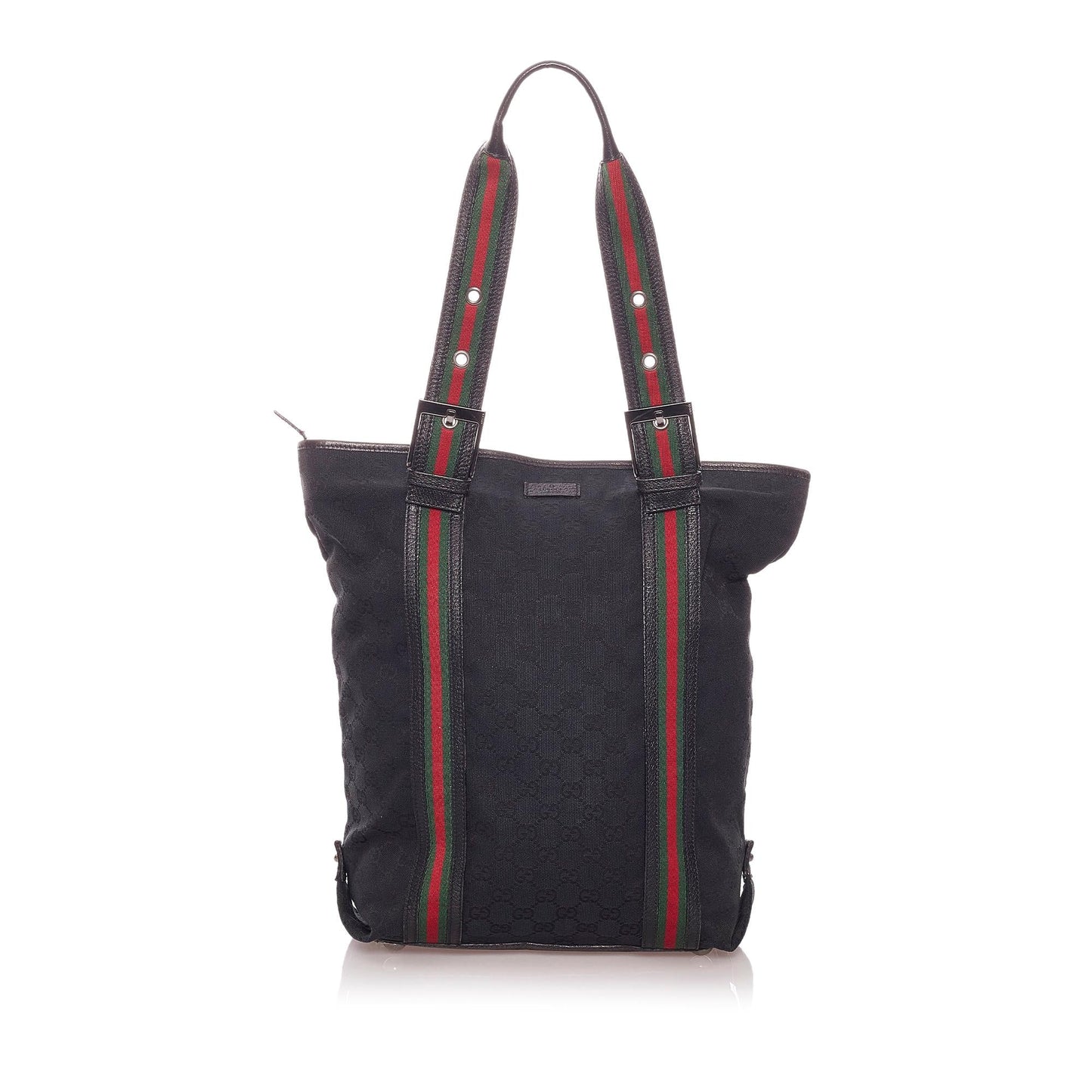 Gucci GG Web SHG Nylon Calf Black Tote Bag