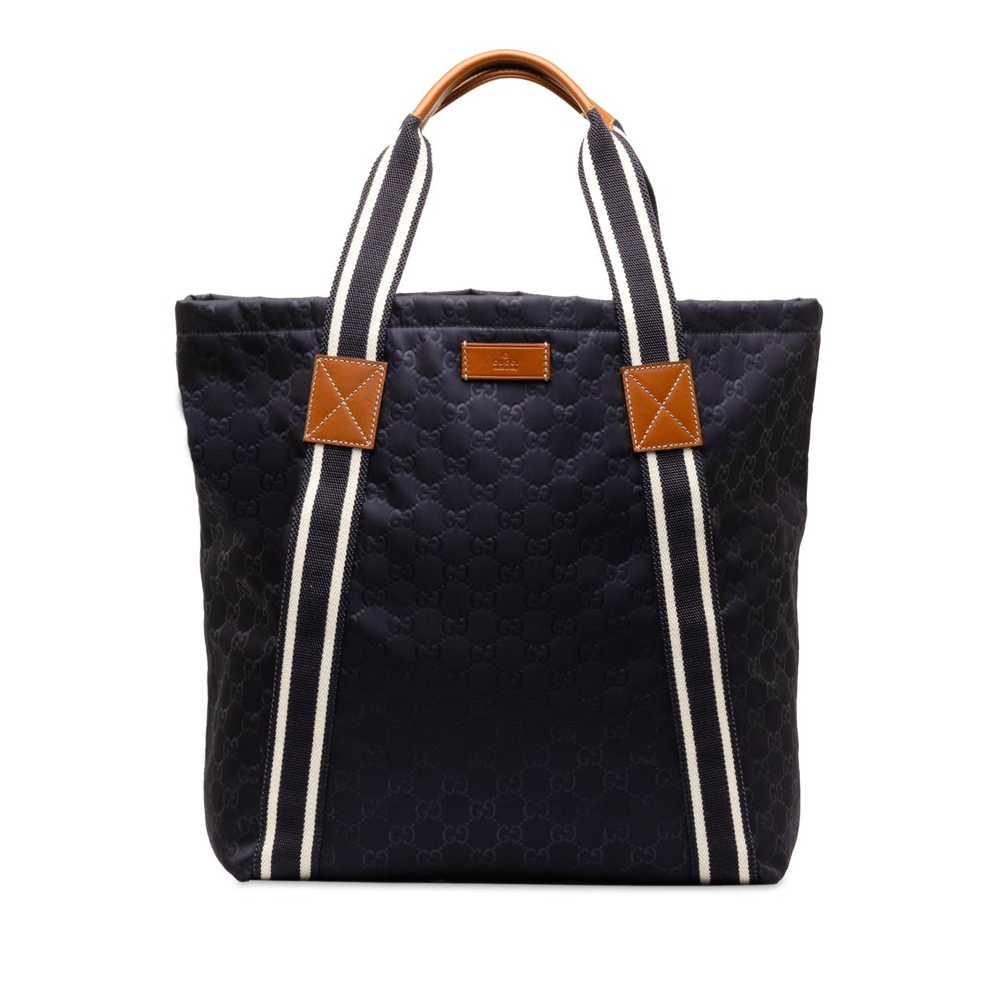 Gucci GG Web SHG-xenhMr Nylon Blue Tote Bag