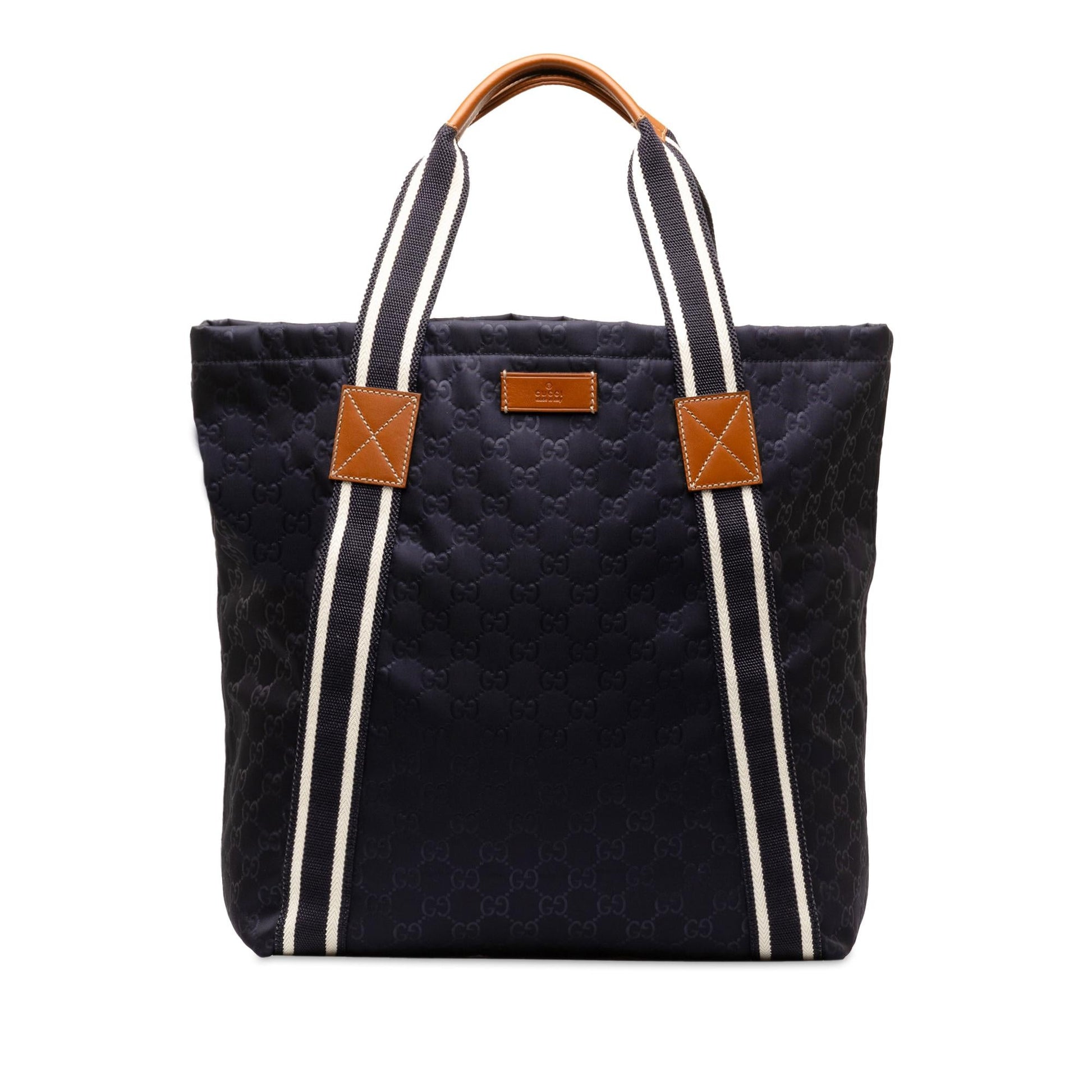 Gucci GG Web SHG-xenhMr Nylon Blue Tote Bag