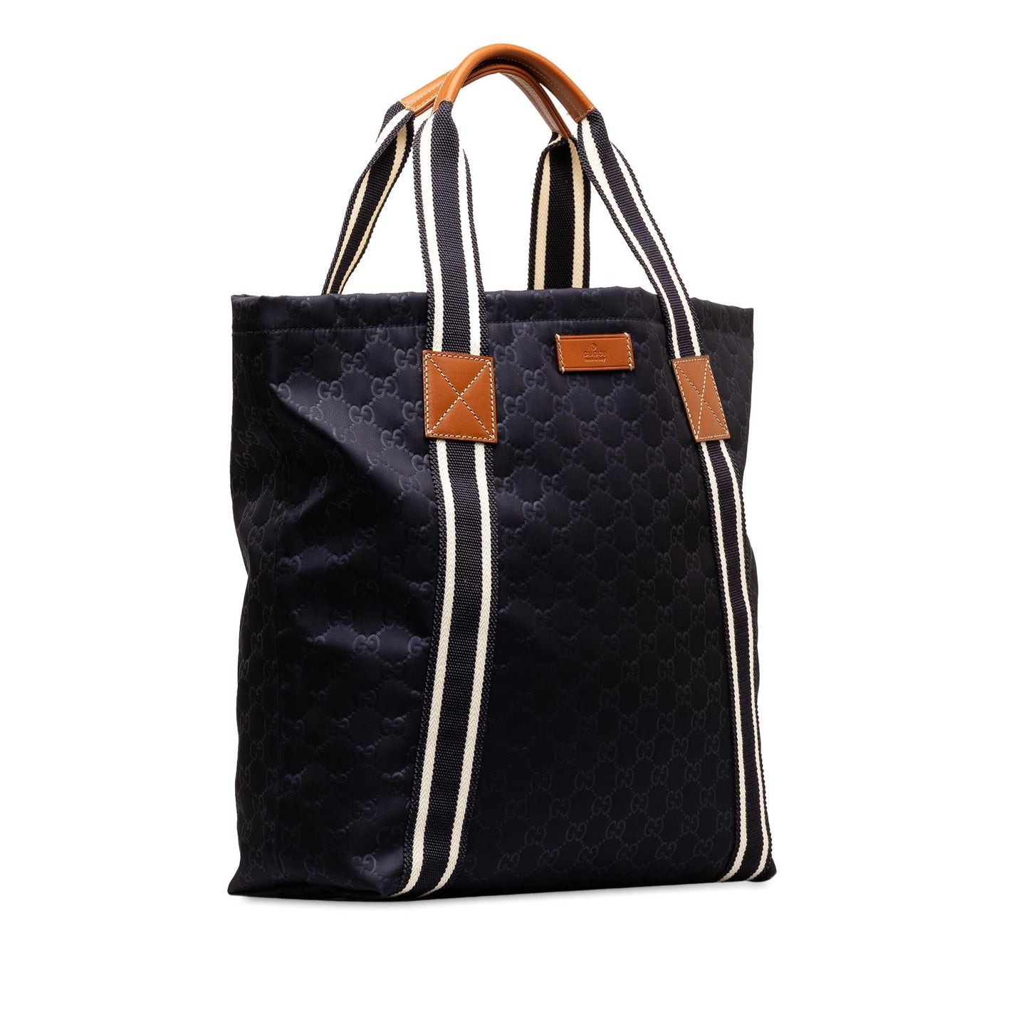 Gucci GG Web SHG-xenhMr Nylon Blue Tote Bag